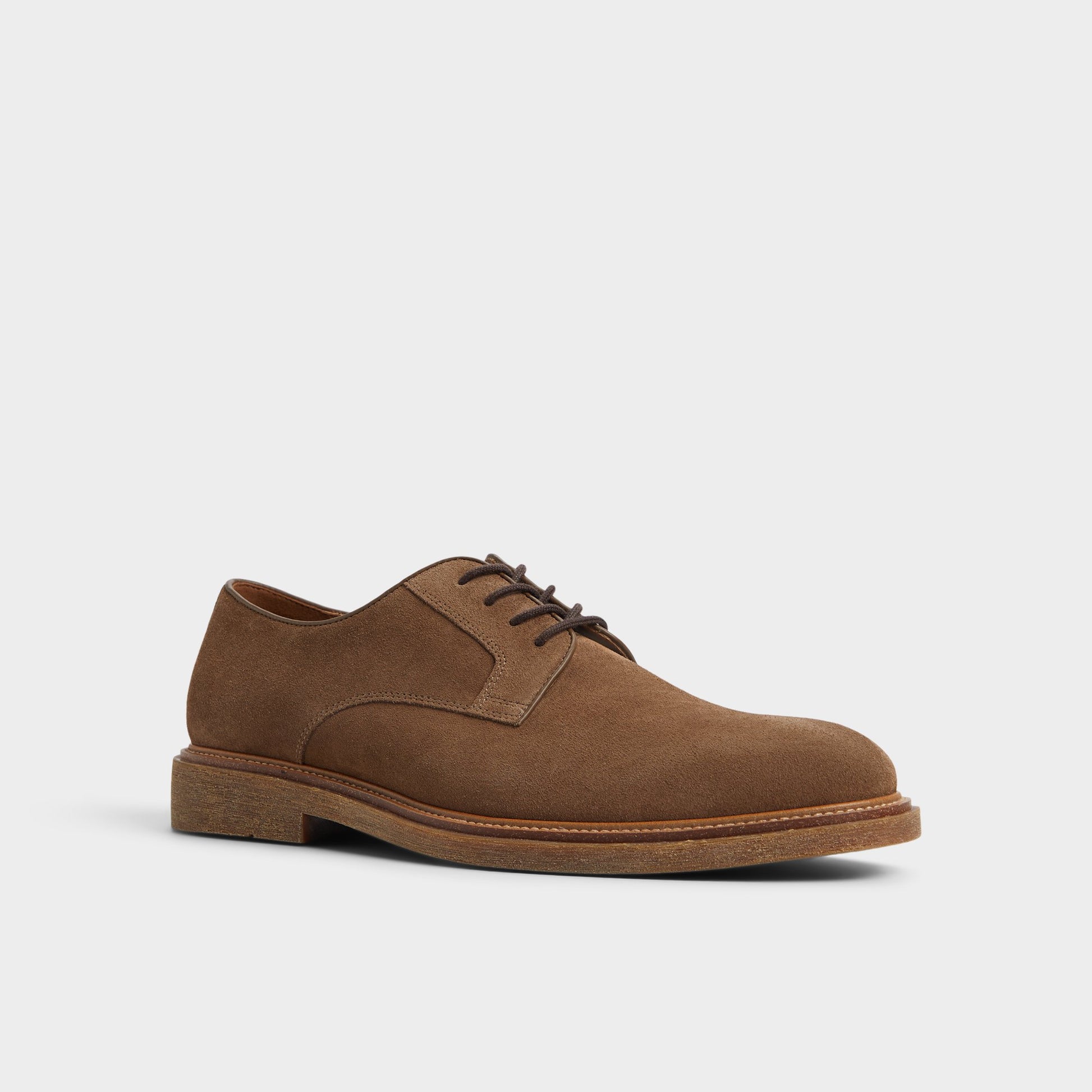 Three-quarter angle of Dark Brown Raiden Derby shoe's front side