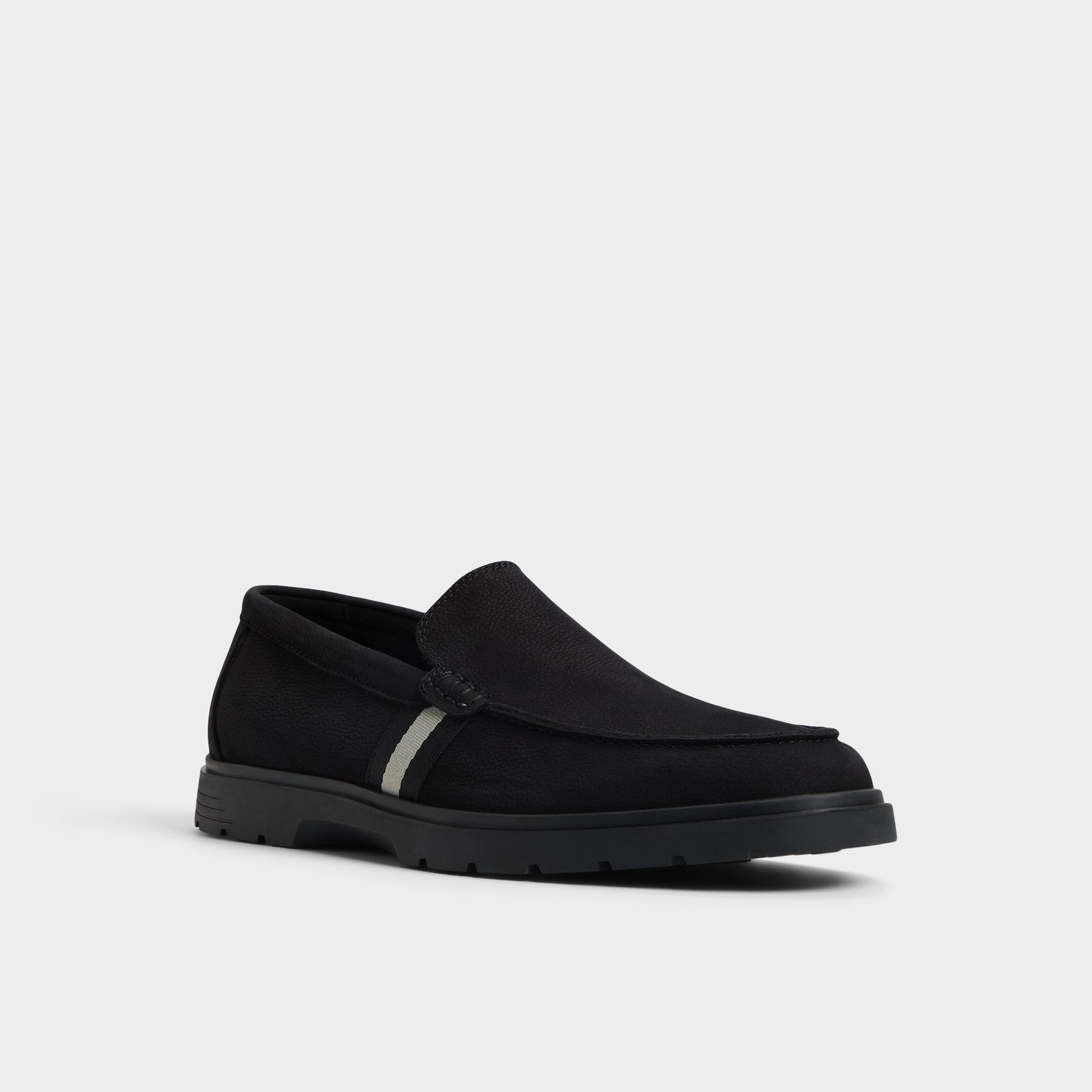 Three-quarter angle of Open Black Odis Loafer's front side