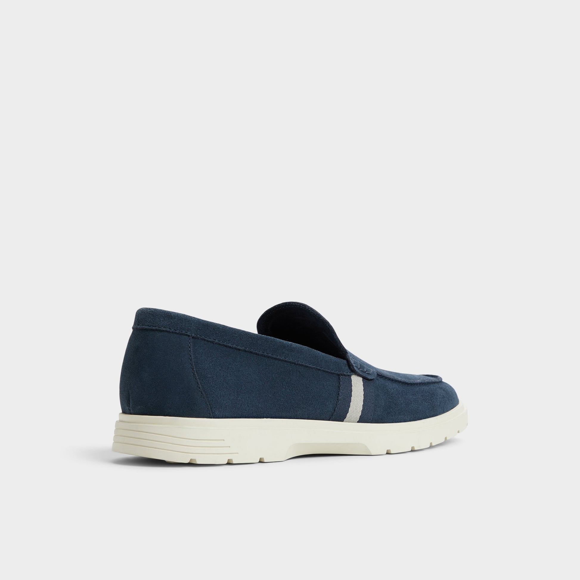 Three-quarter angle of Navy Odis Loafer's back side