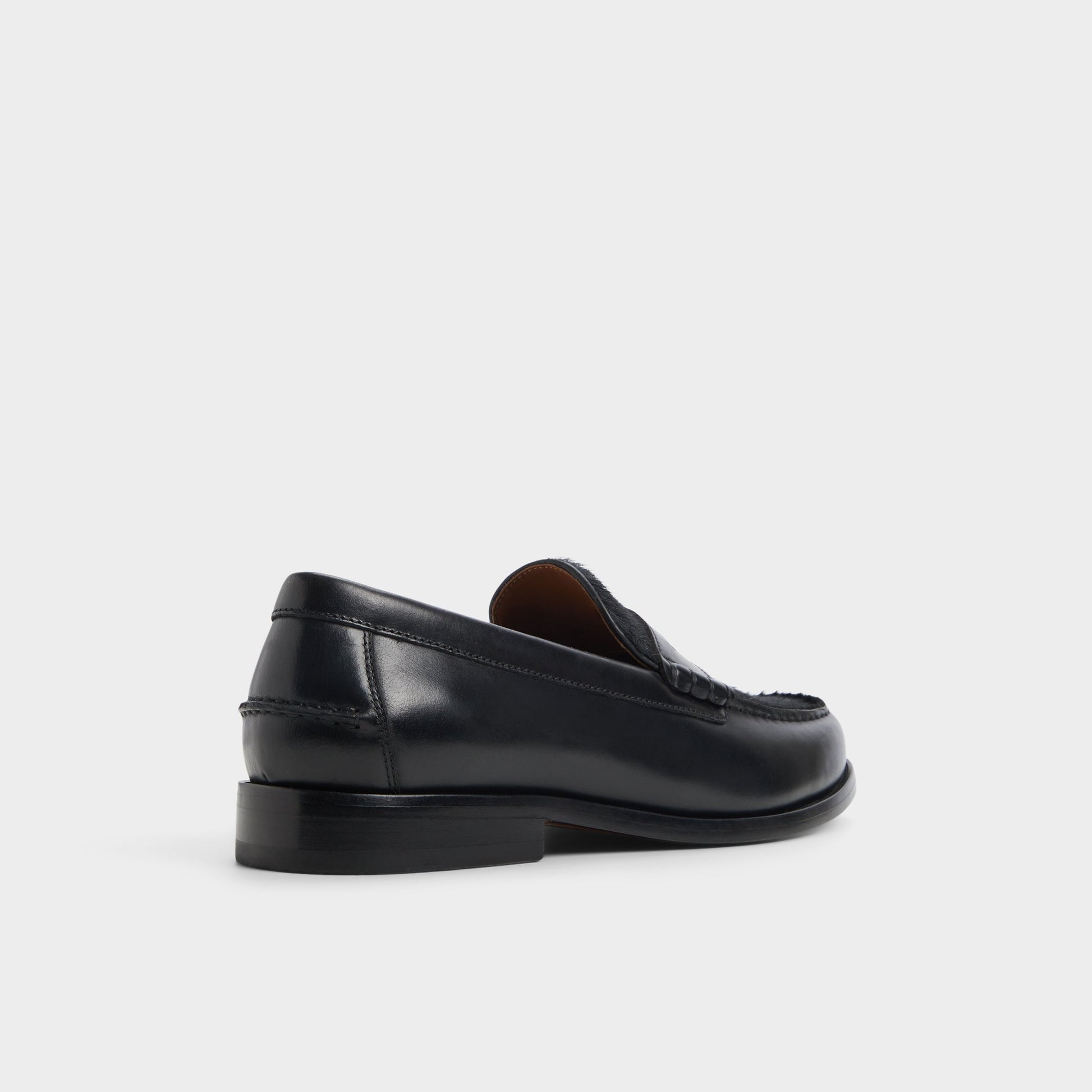 Three-quarter angle of Open black Jarom Loafer's back side