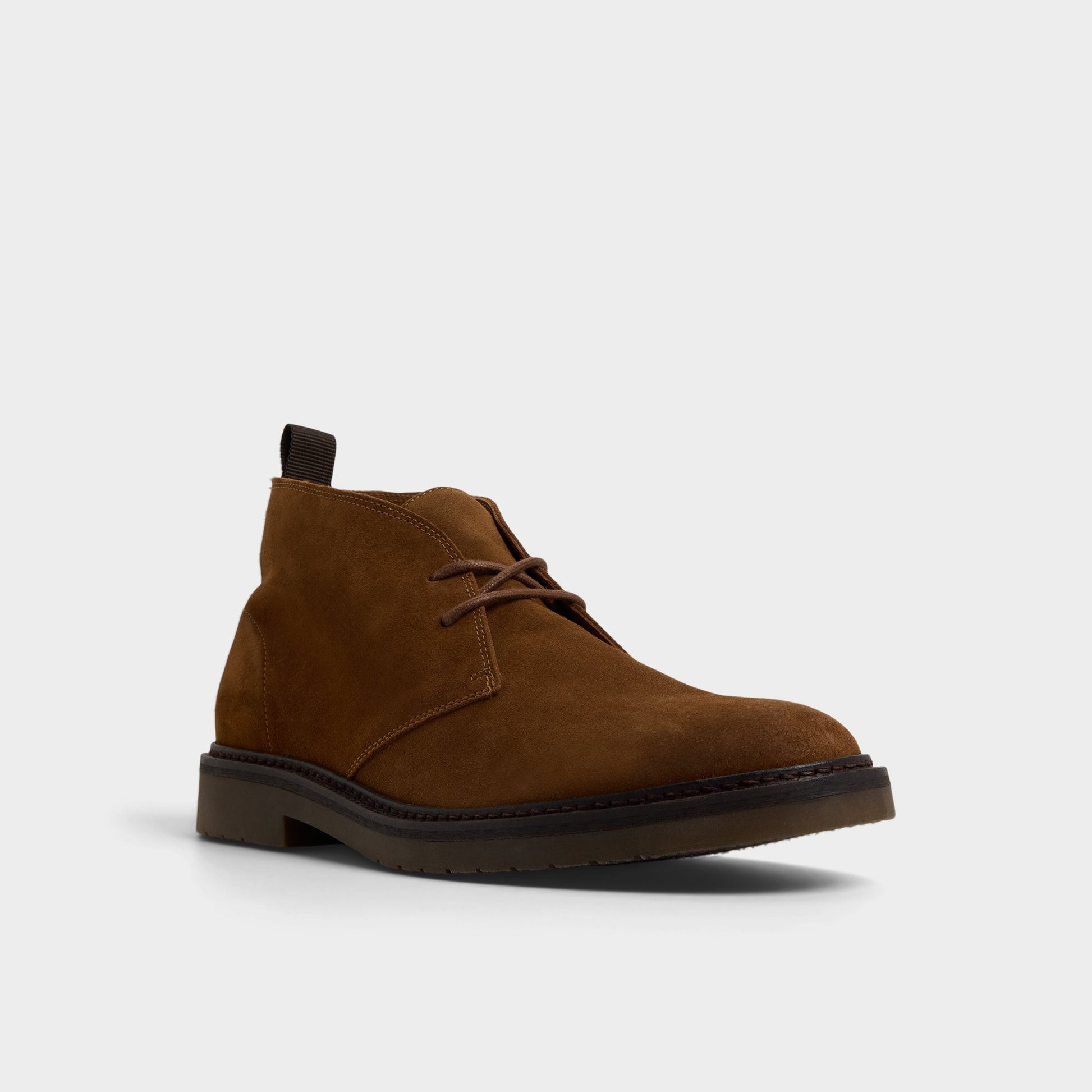 Three-quarter angle of Dark Beige Zucca Chukka boot's front side