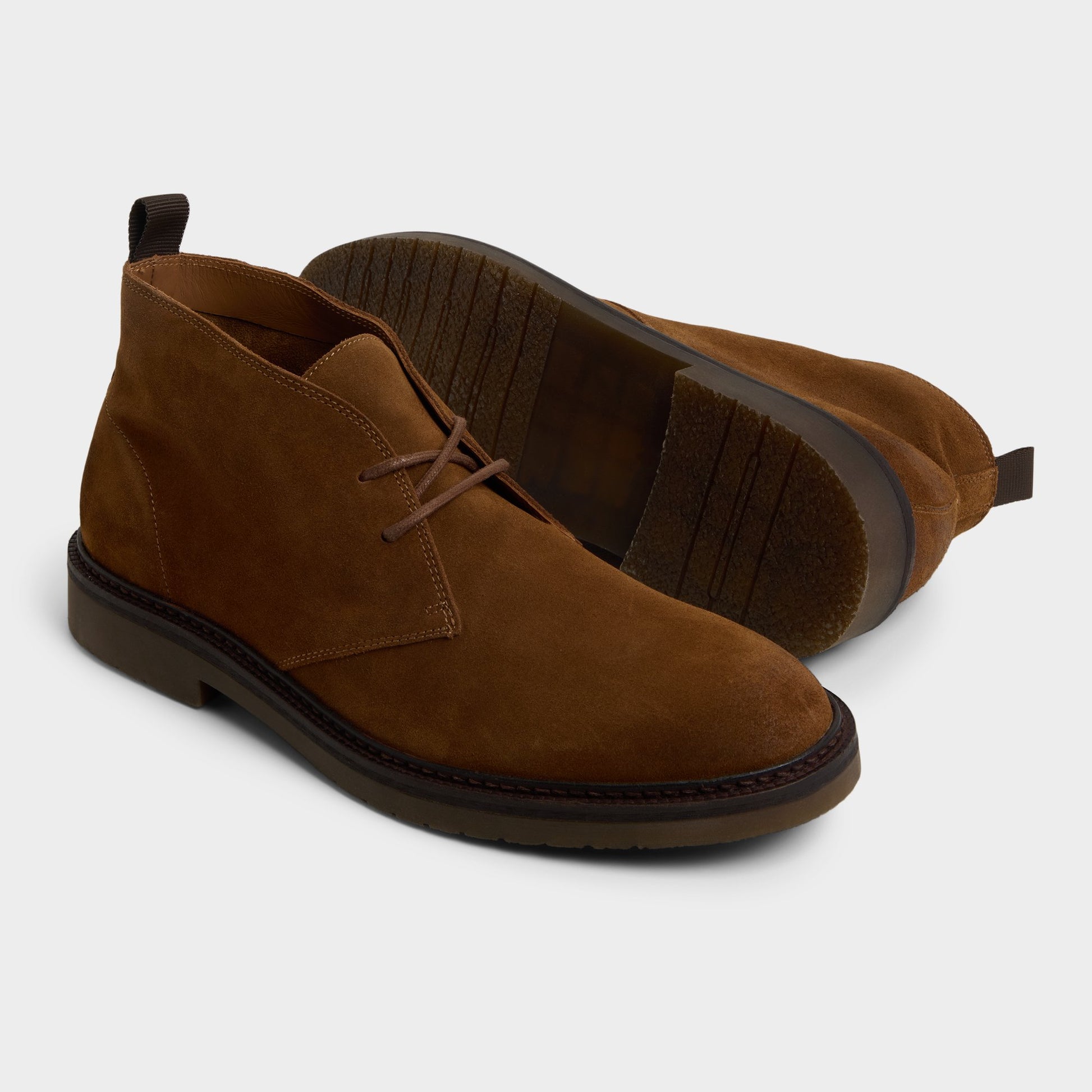Highlighted view of a pair of Dark Beige Zucca Chukka boots
