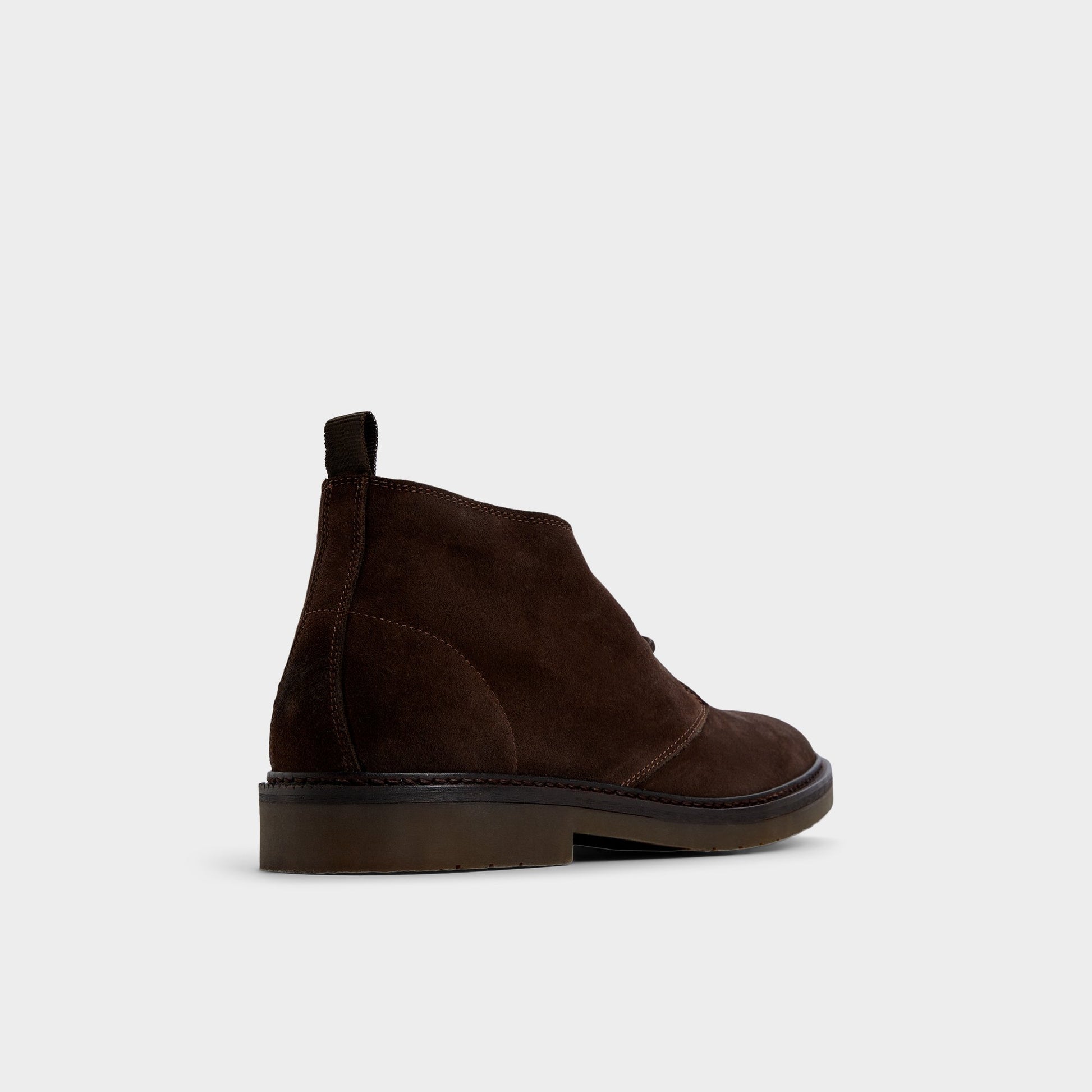 Three-quarter angle of Dark Brown Zucca Chukka boot's back side