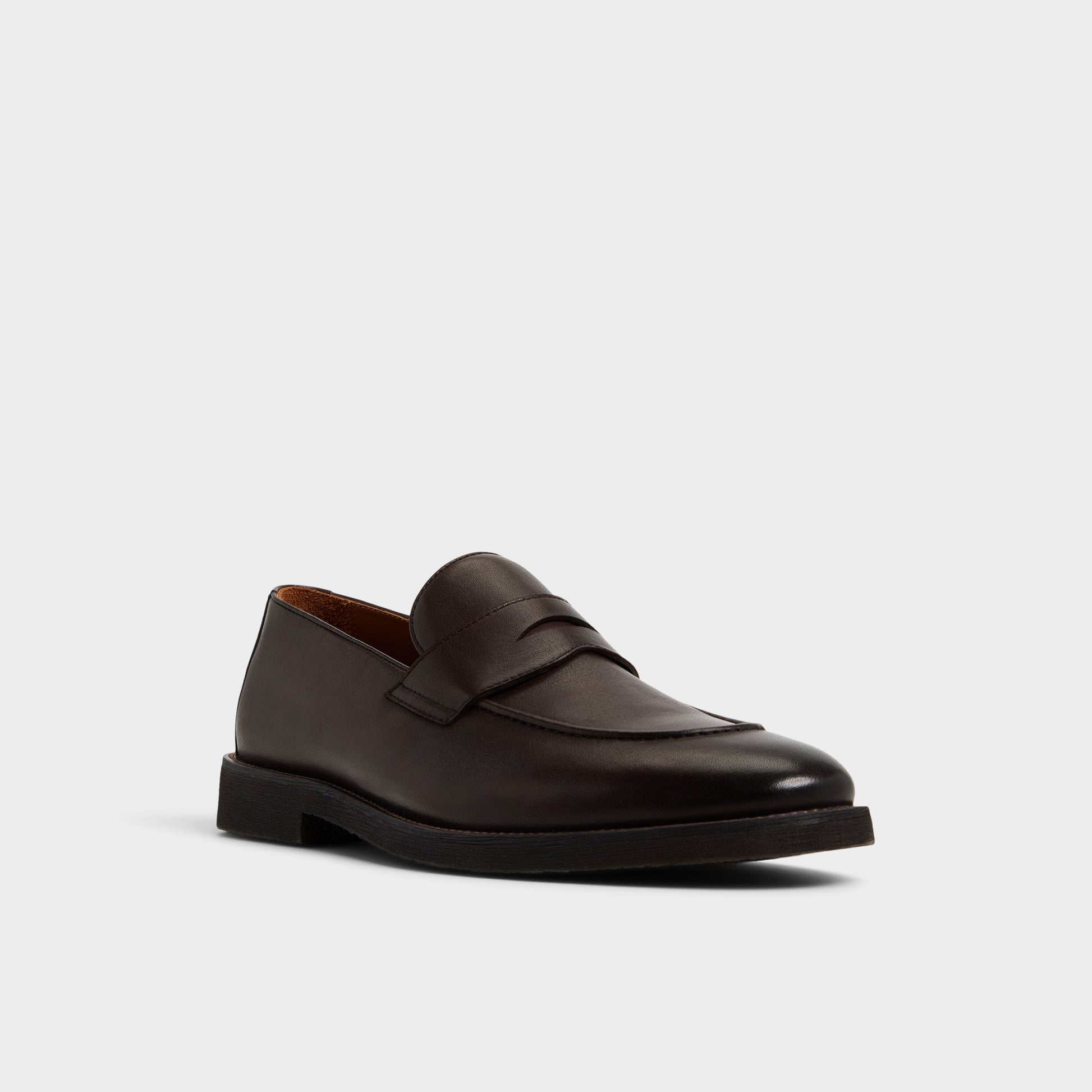 Three-quarter angle of Dark Brown Mack Loafer's front side