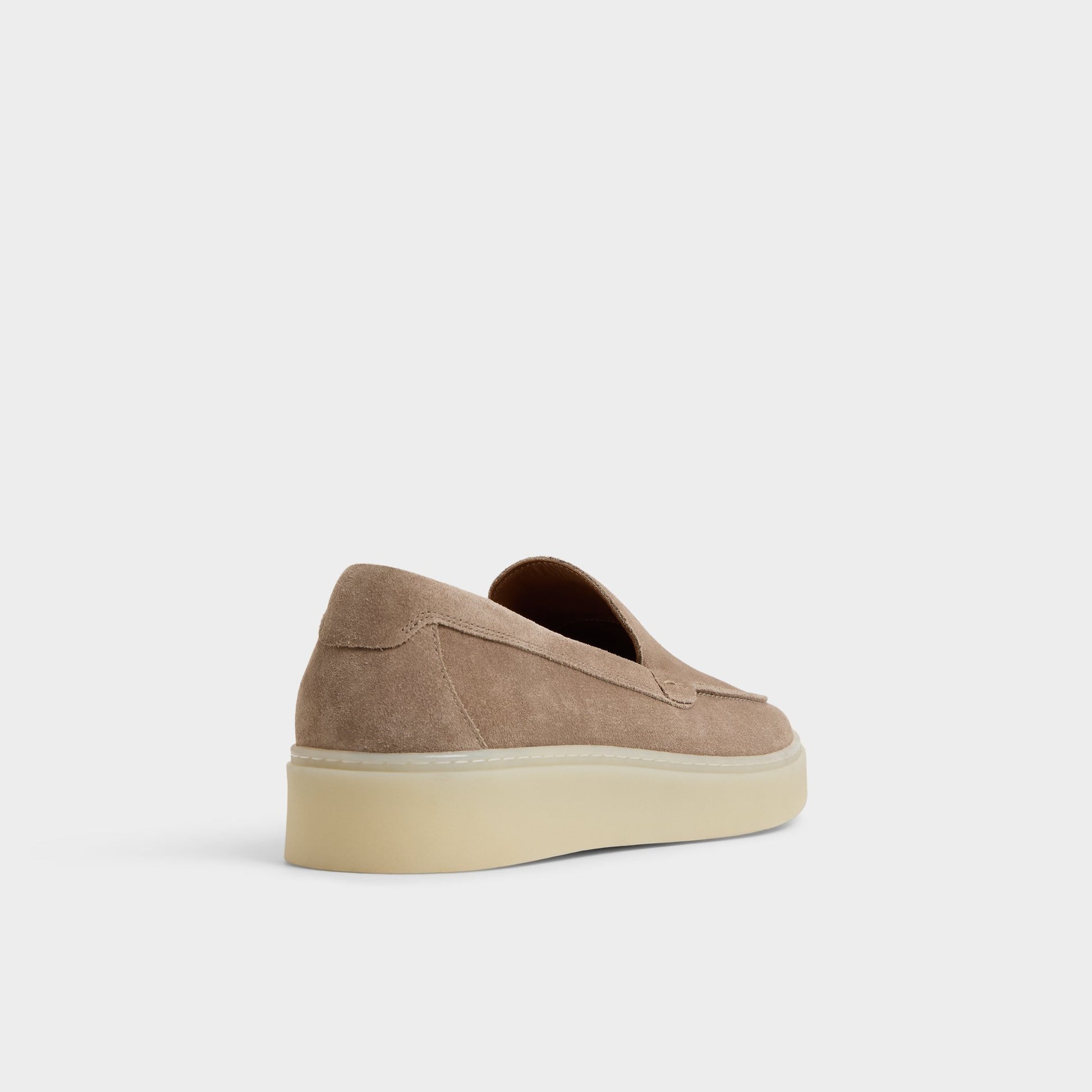 Three-quarter angle of Taupe Vargas Loafer's back side