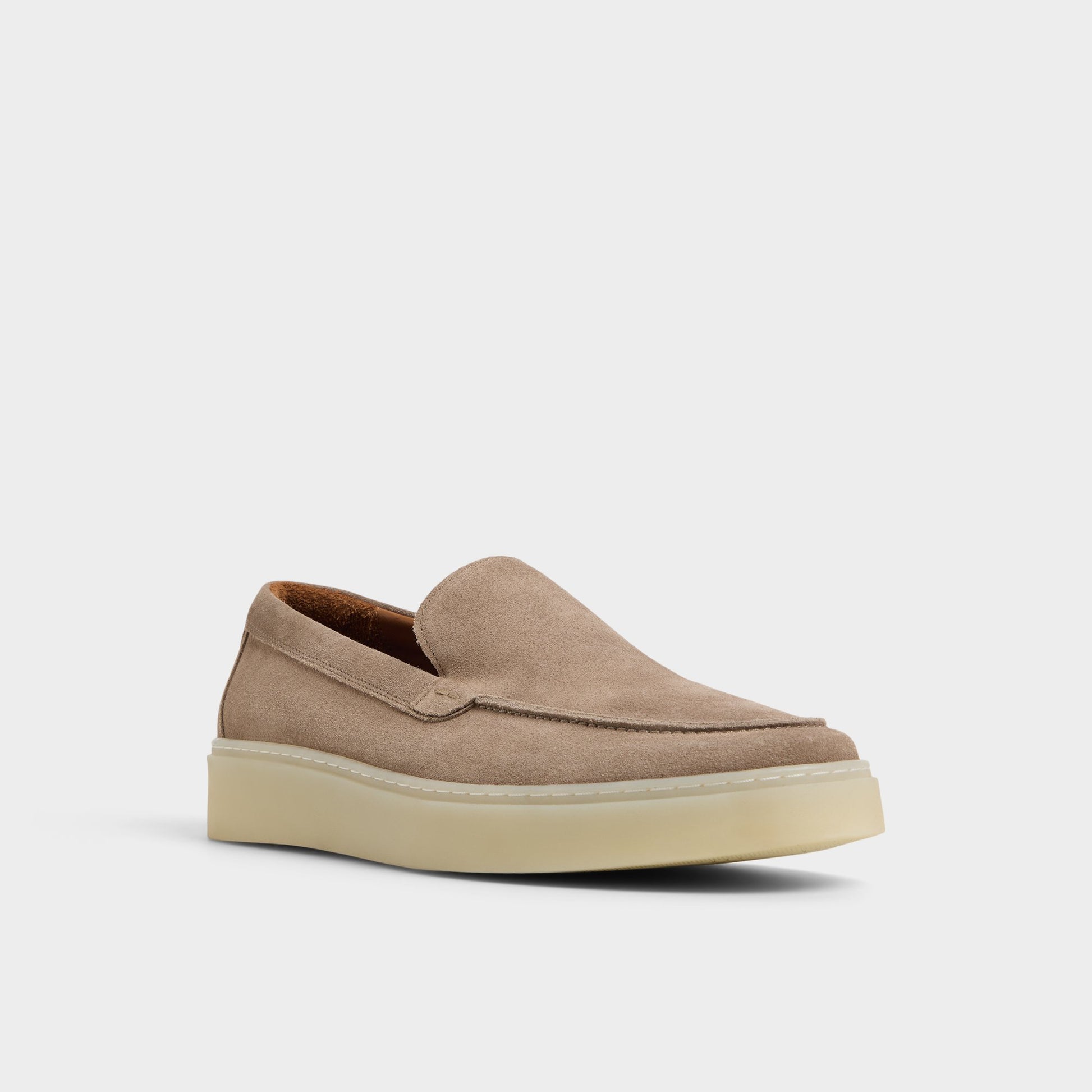 Three-quarter angle of Taupe Vargas Loafer's front side