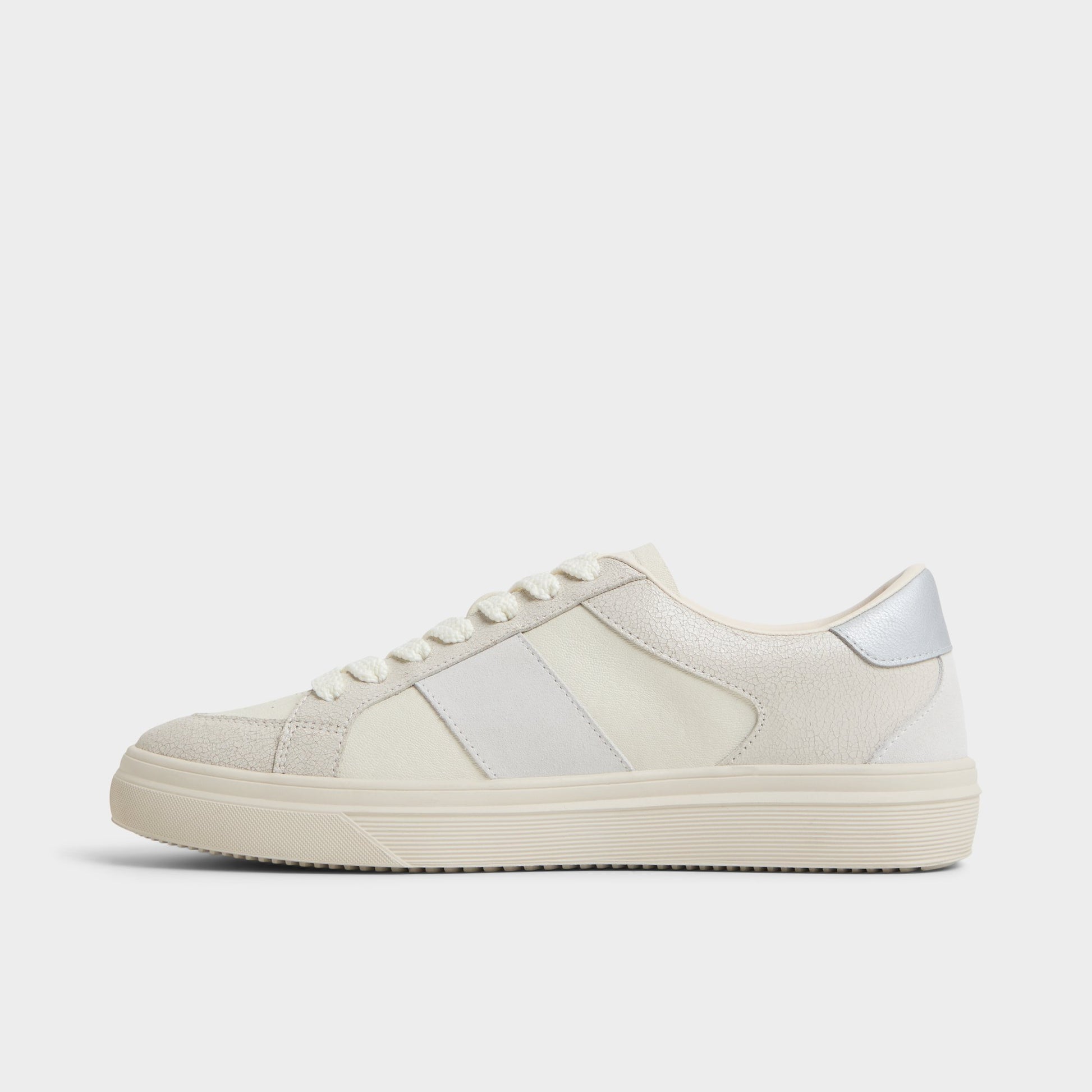 Side view of White Braxton Low top sneaker