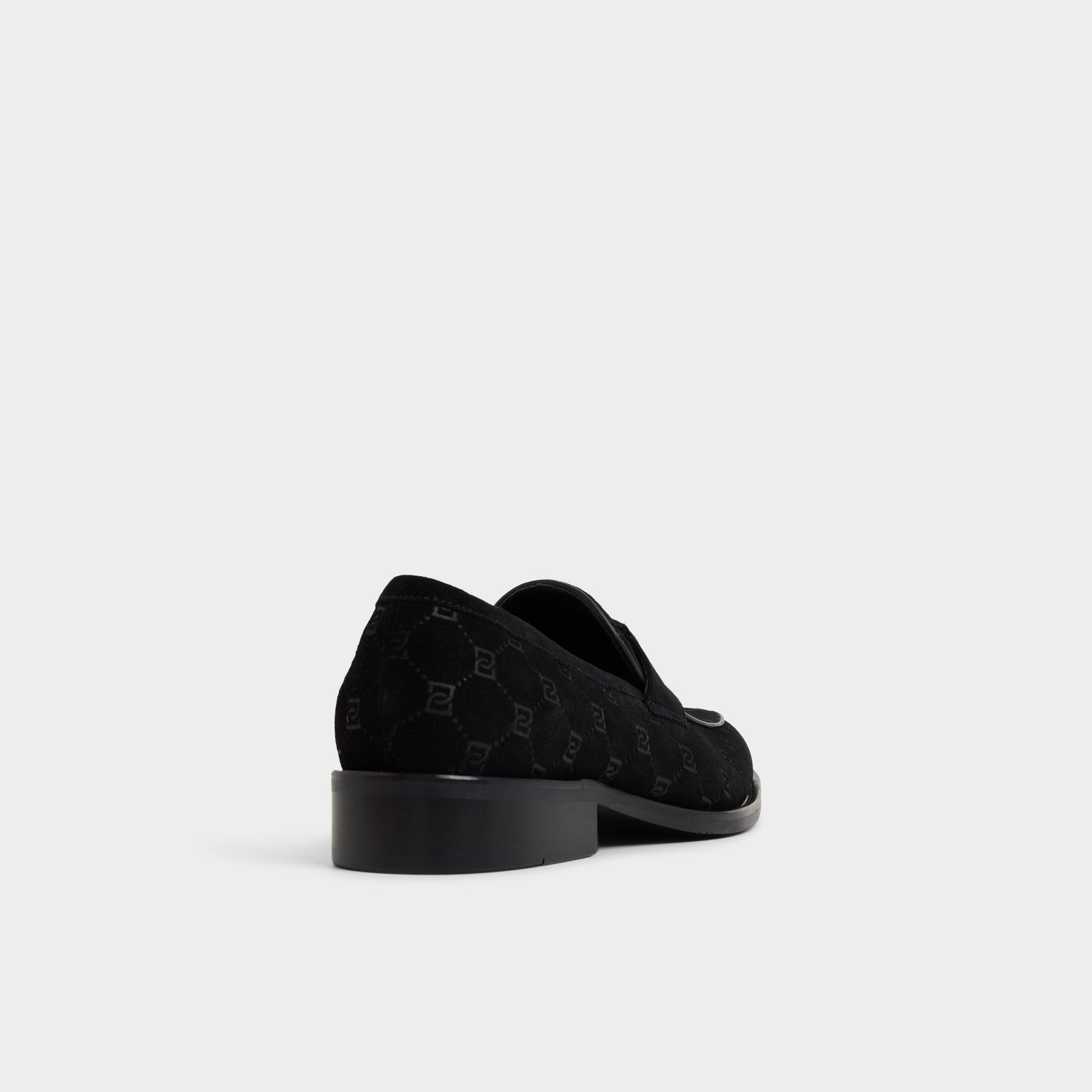 Three-quarter angle of Open black Beck Loafer's back side