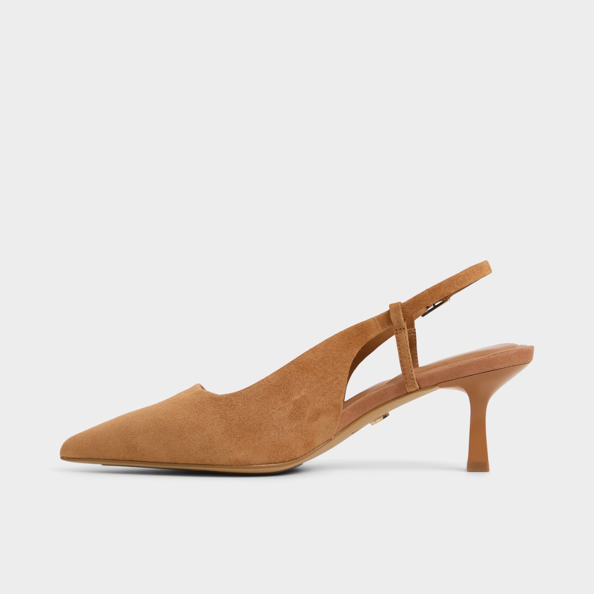 Side view of Light Brown Adan Slingback heel