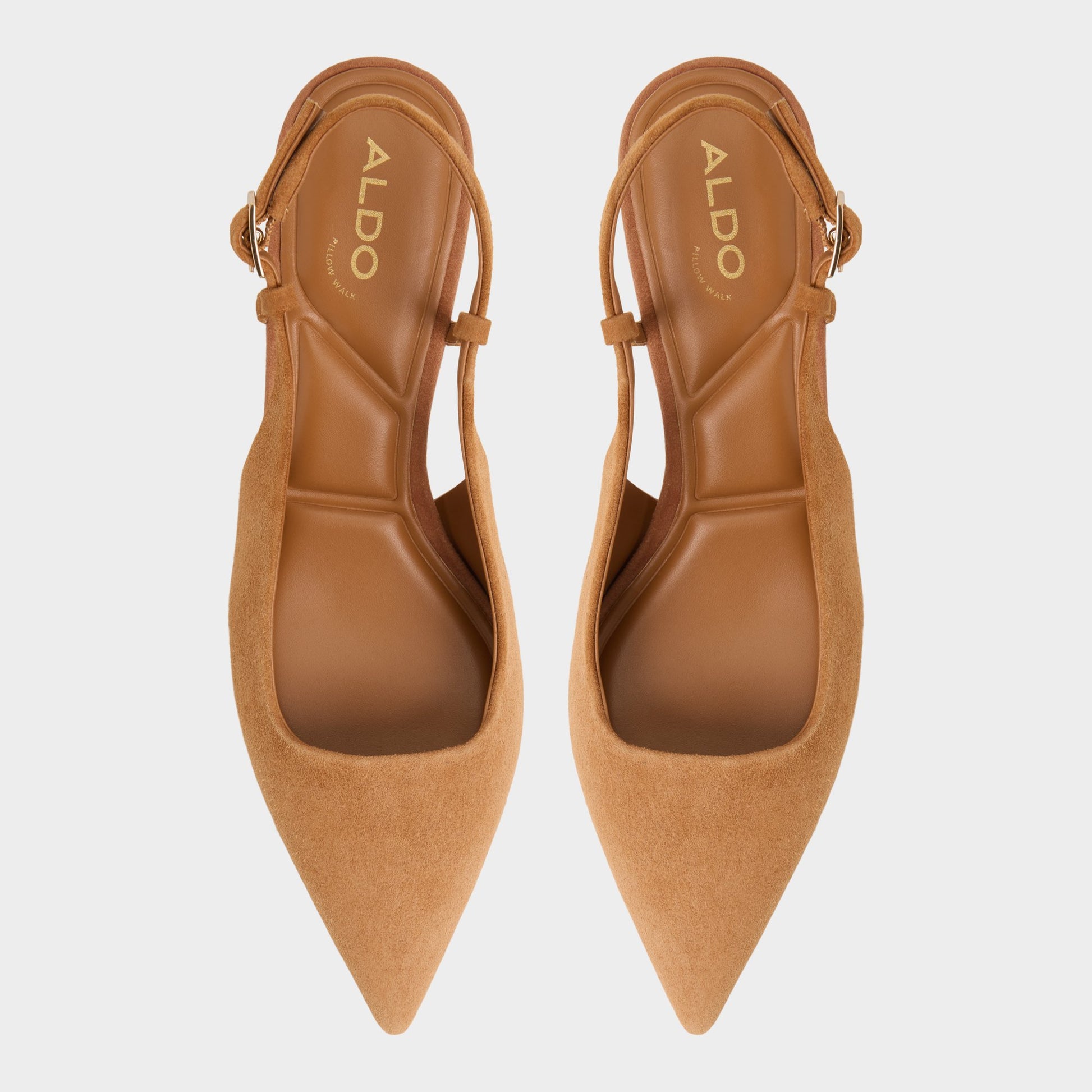 Top-down view of the Light Brown Adan Slingback heel