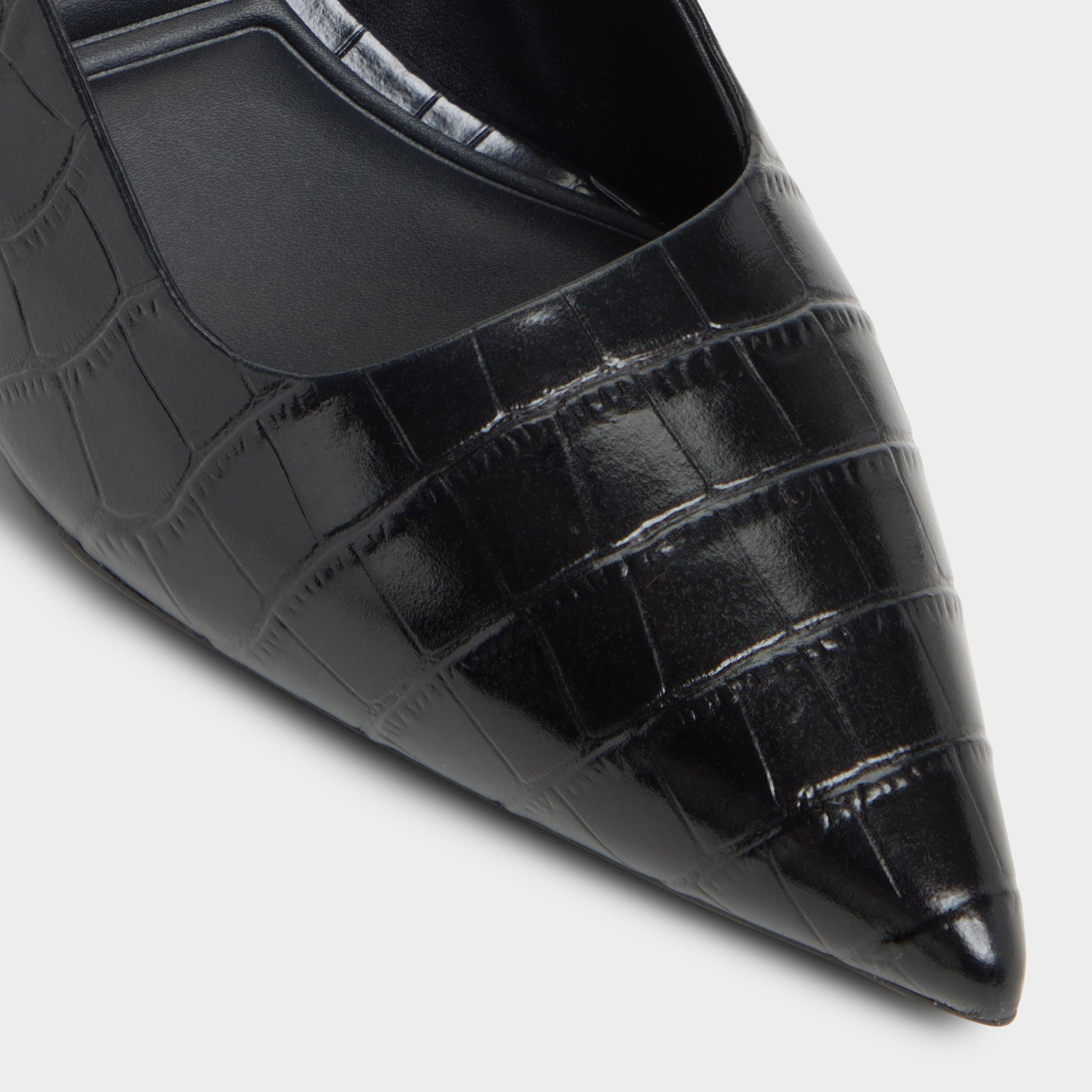 Close-up of the Black Adan Slingback heel
