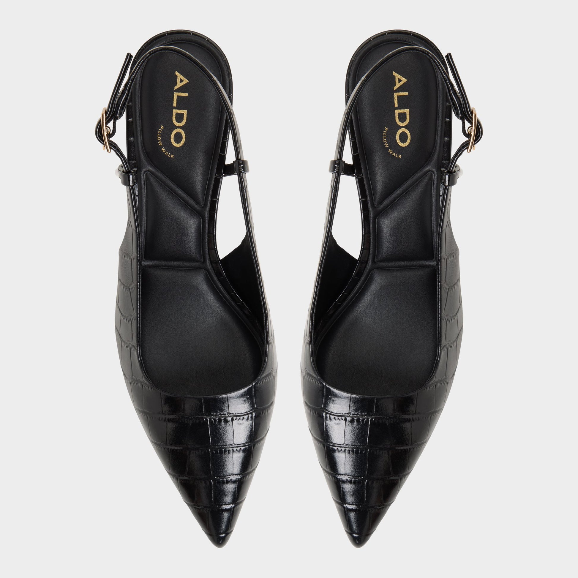 Top-down view of the Black Adan Slingback heel
