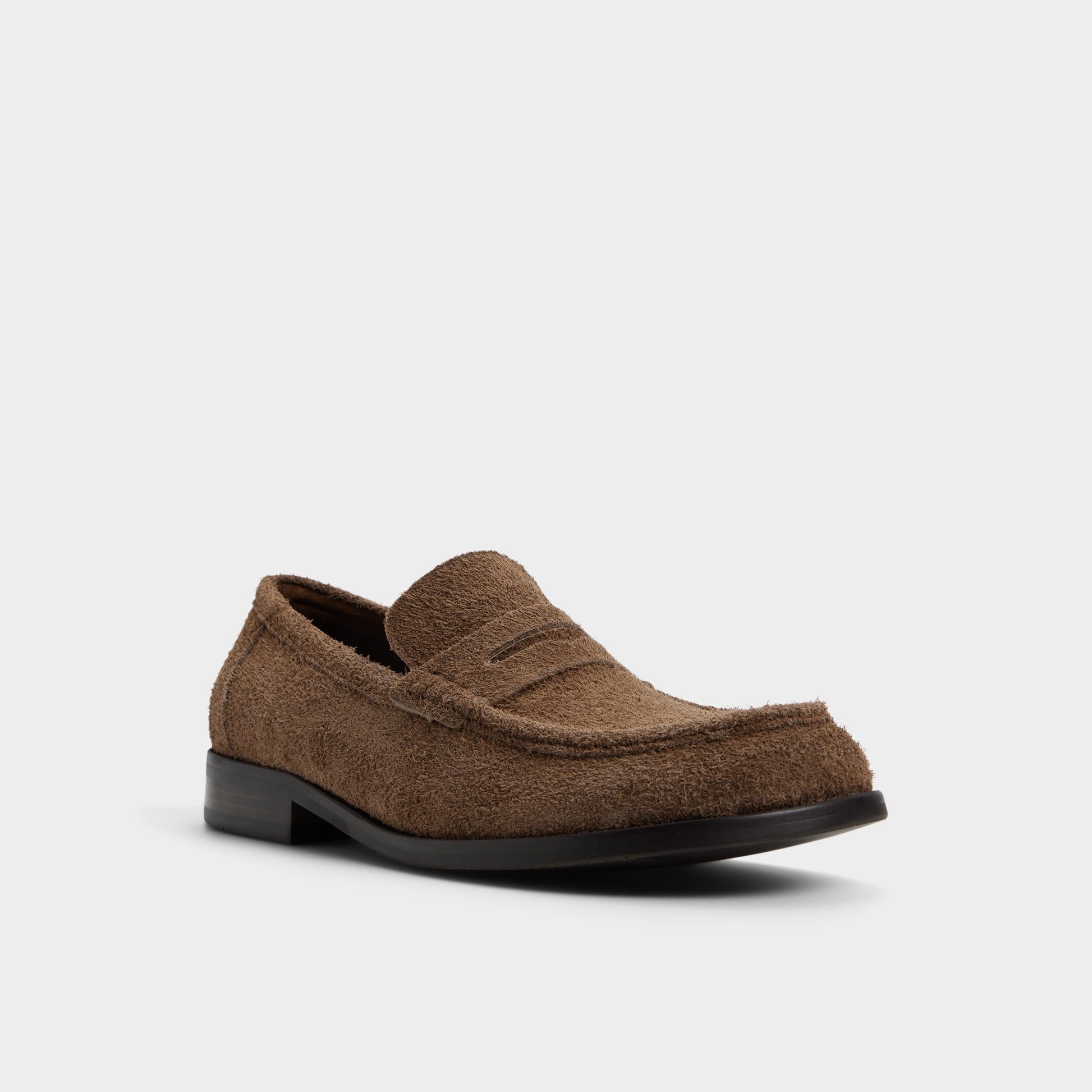 Three-quarter angle of Open Brown Alexio Loafer's front side