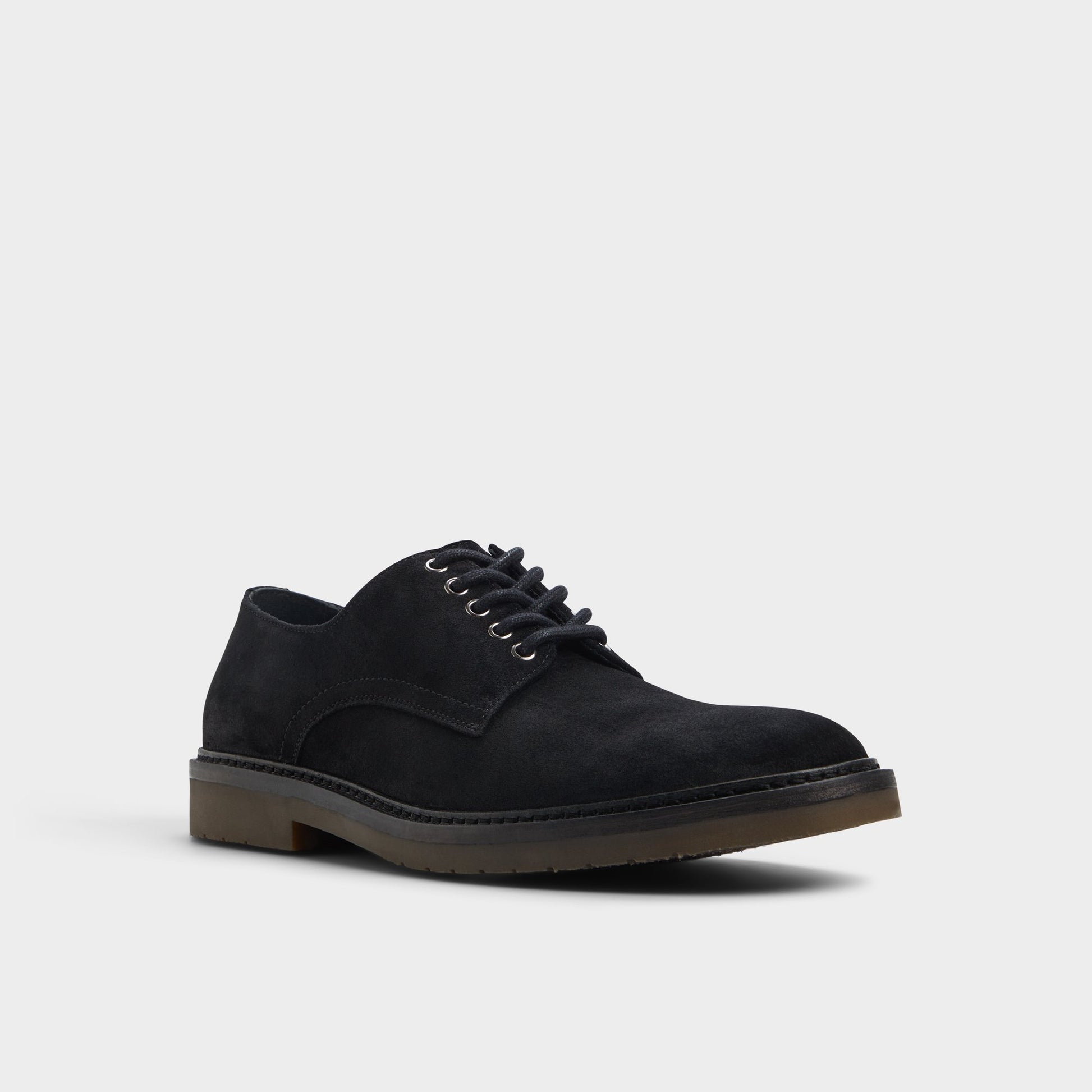 Three-quarter angle of Black Piero Oxford shoe's front side