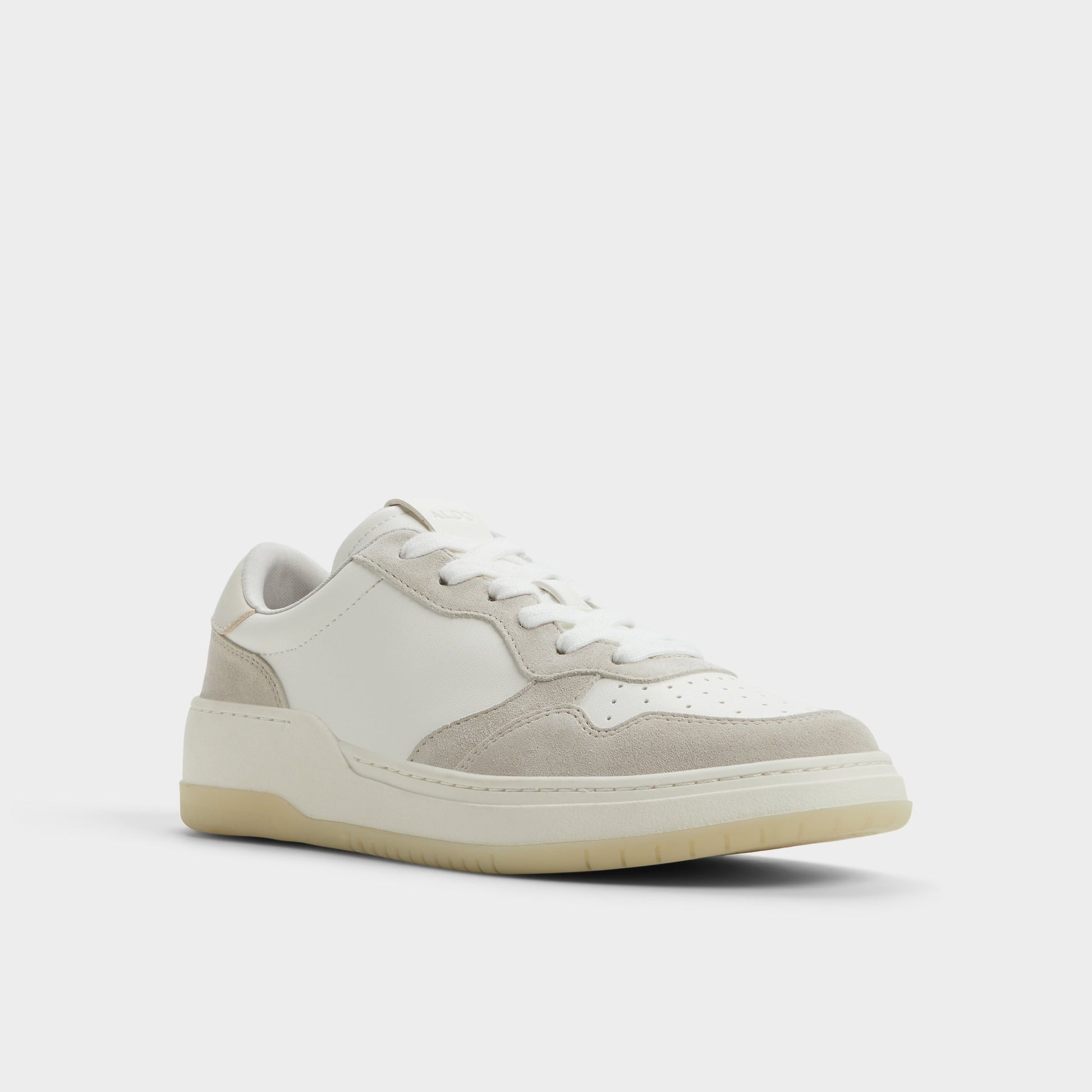 Angle de trois quarts de la face avant de Blanc/Gris Anndale Sneaker bas