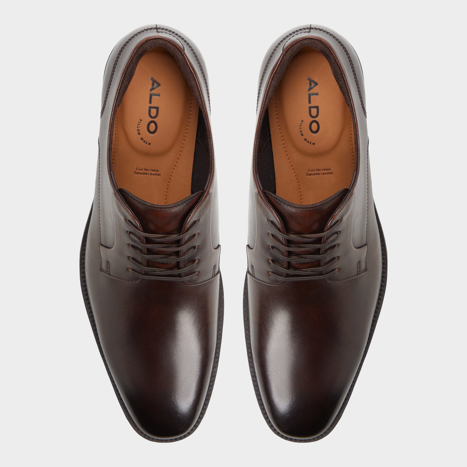 Top-down view of the Medium Brown Teodoro Derby shoe