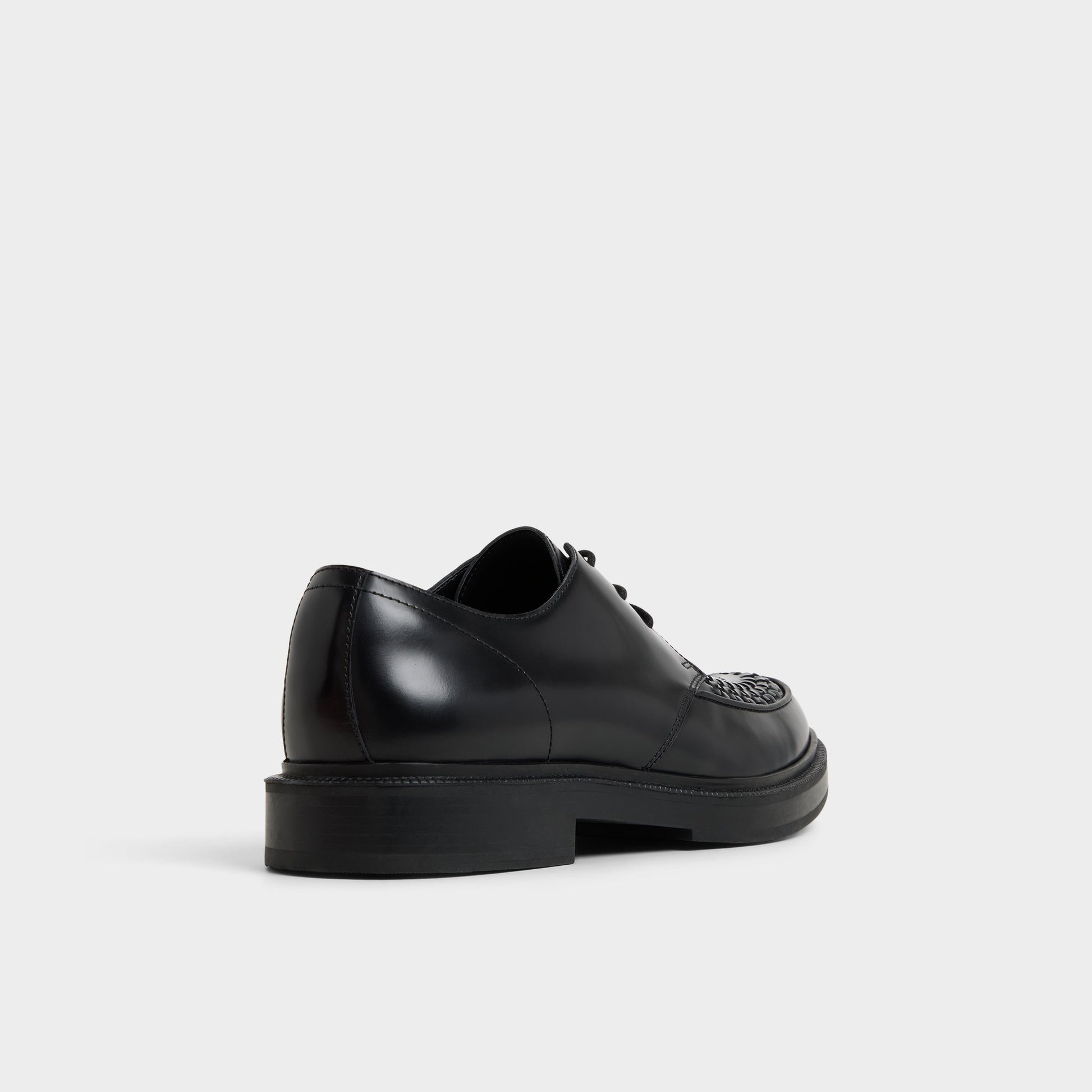 Three-quarter angle of Black Rocco Oxford shoe's back side