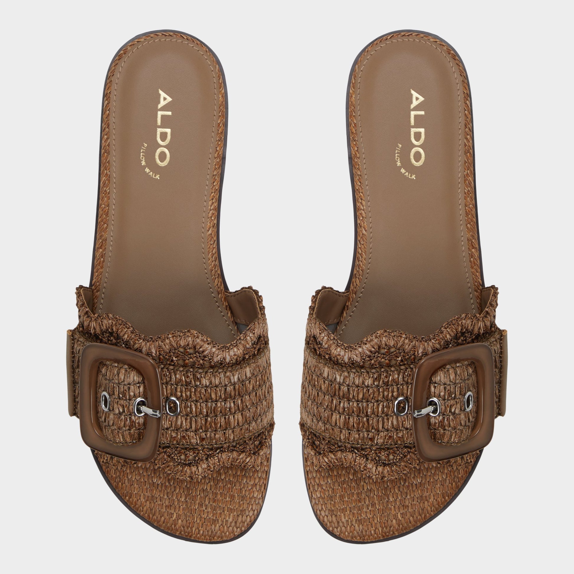 Top-down view of the Light brown Wavysally Slide sandal