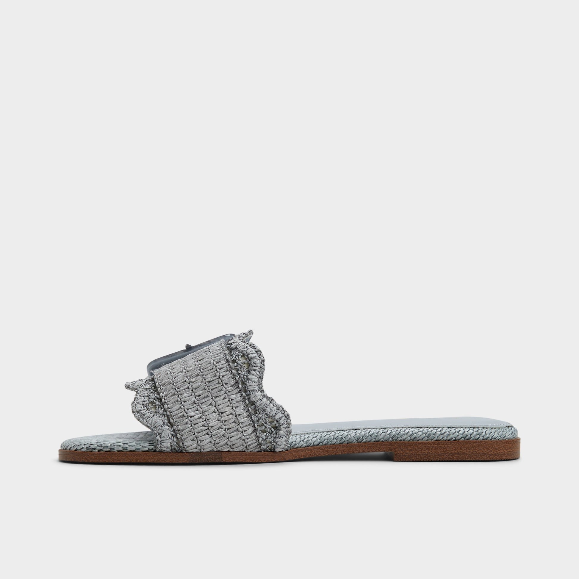 Side view of Other blue Wavysally Slide sandal