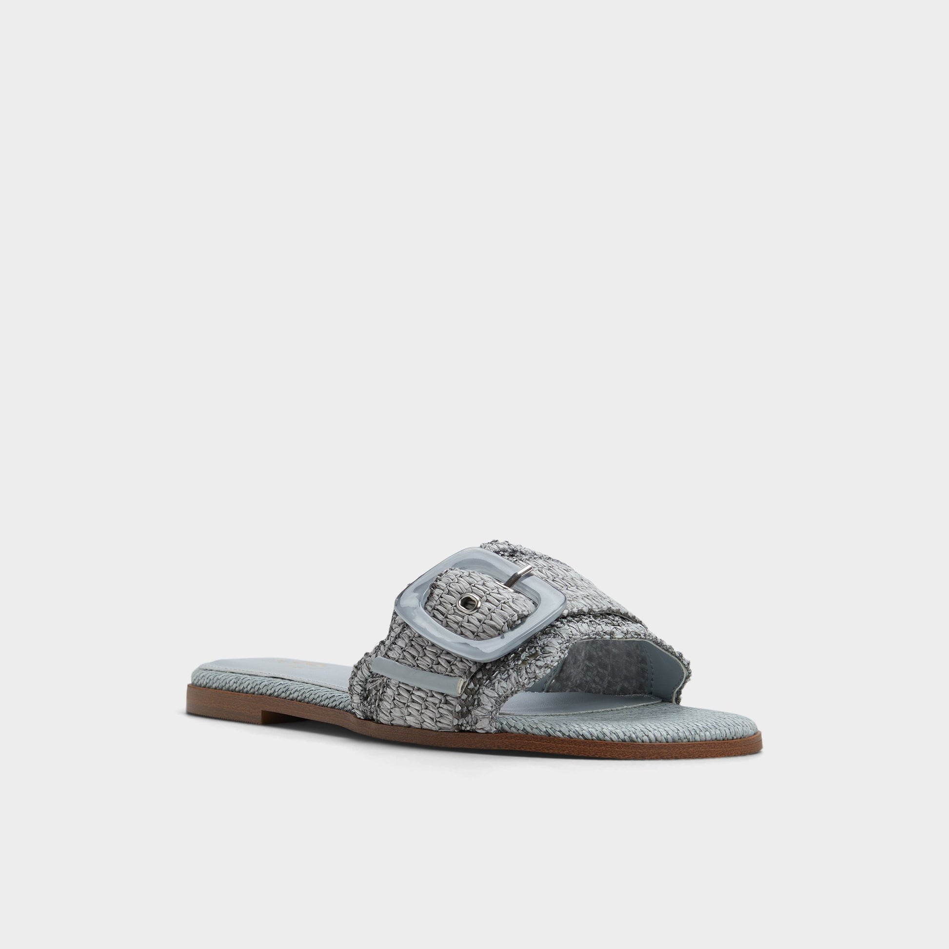 Three-quarter angle of Other blue Wavysally Slide sandal's front side
