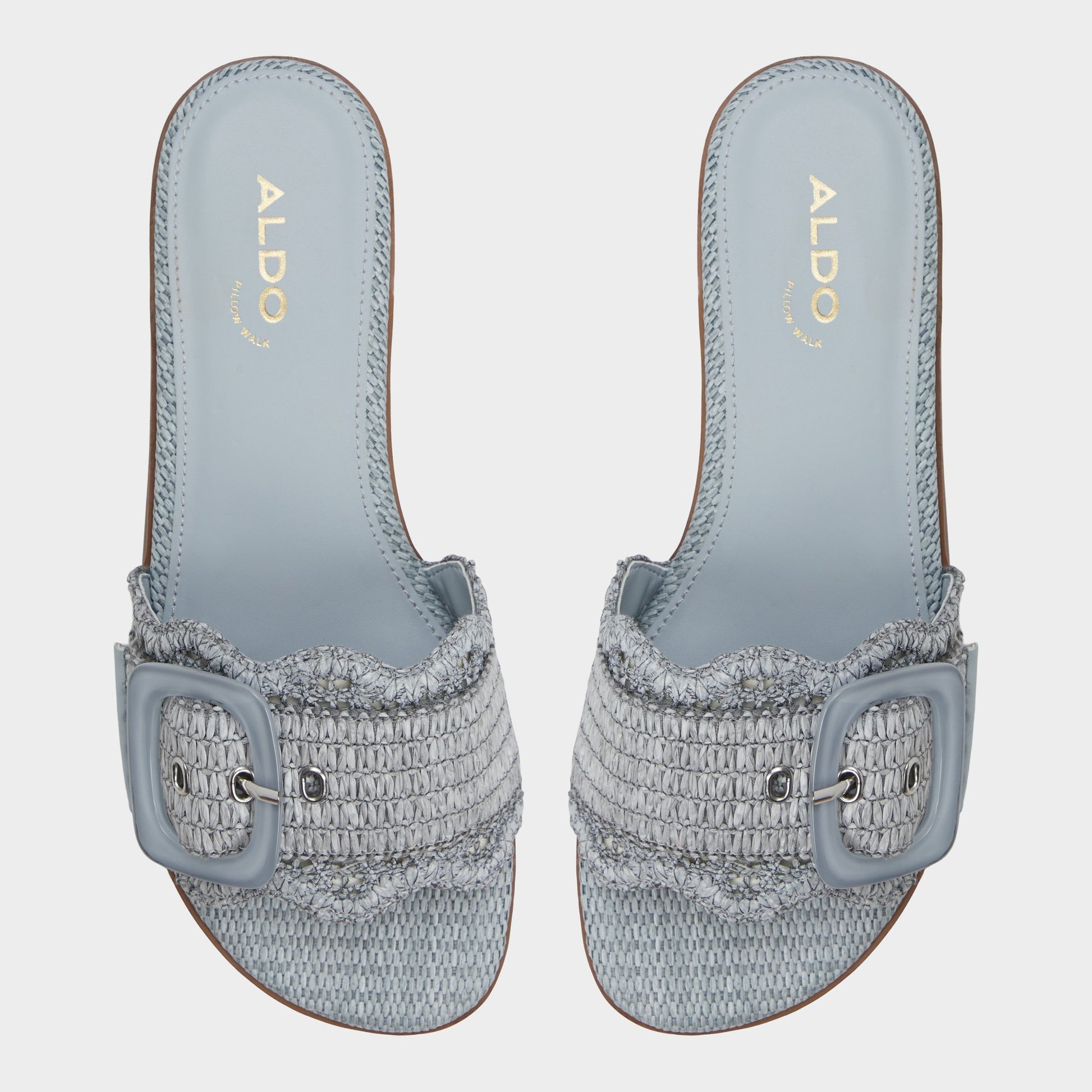 Top-down view of the Other blue Wavysally Slide sandal