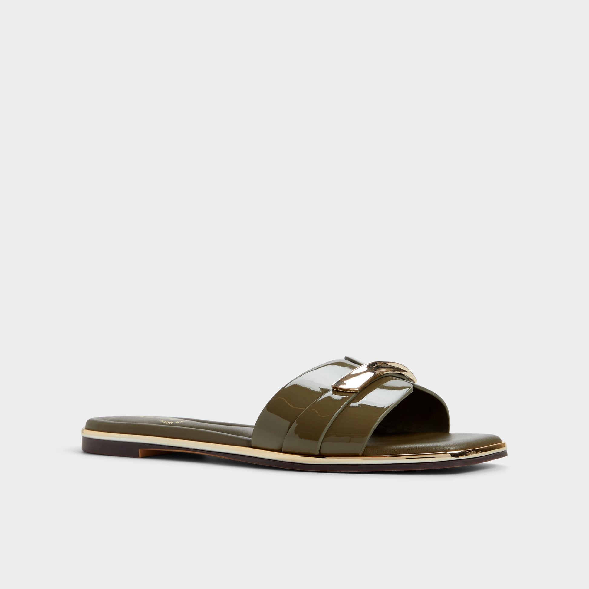 Three-quarter angle of Other green Darlina Slide sandal's front side