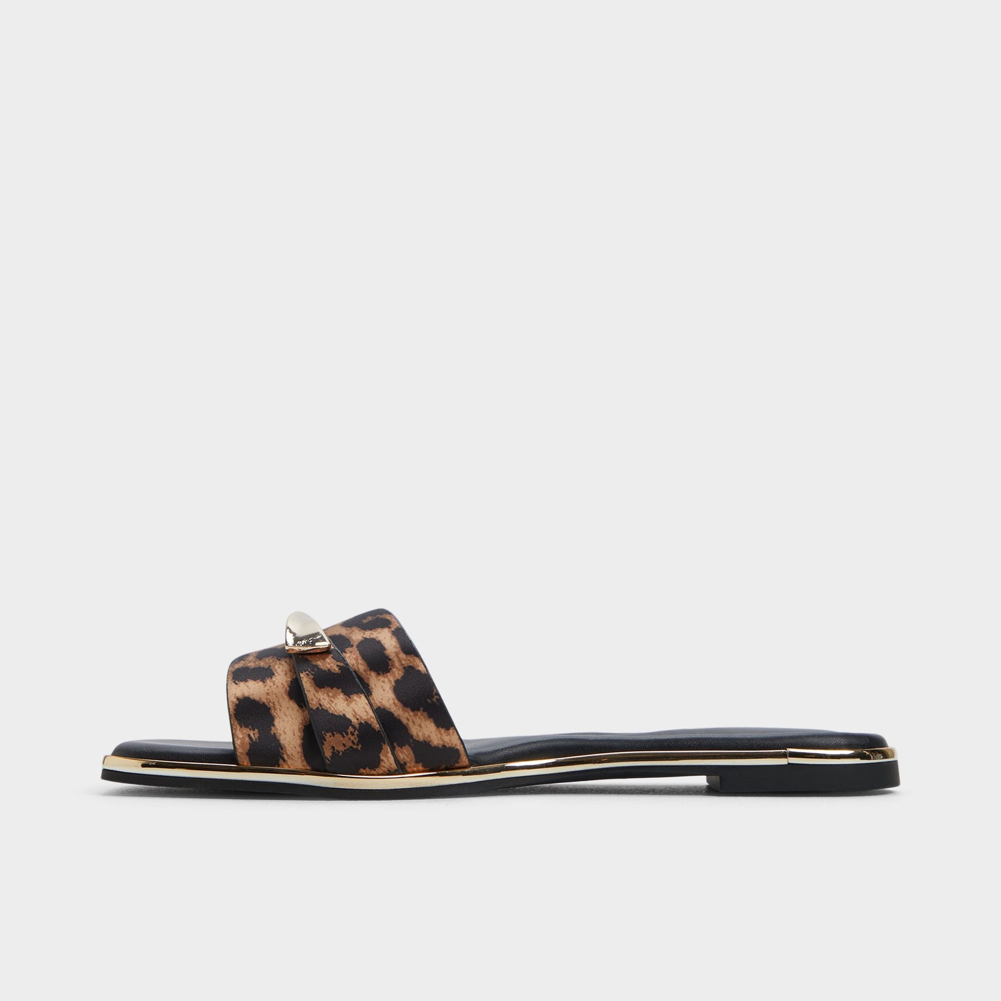 Side view of Brown Multi Darlina Slide sandal
