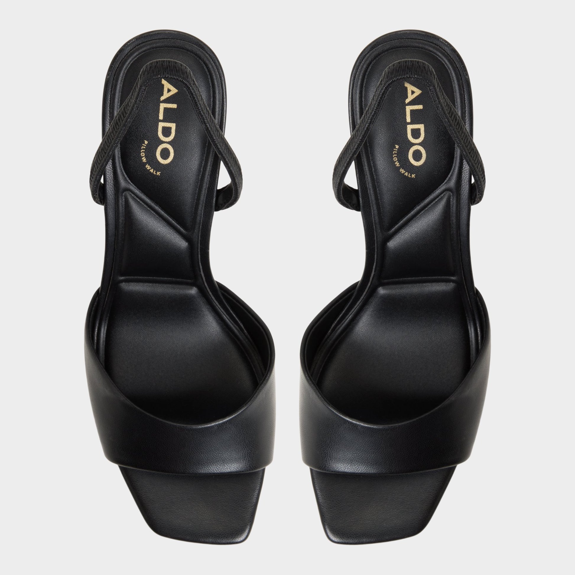 Top-down view of the Black Andya Slingback heeled sandal