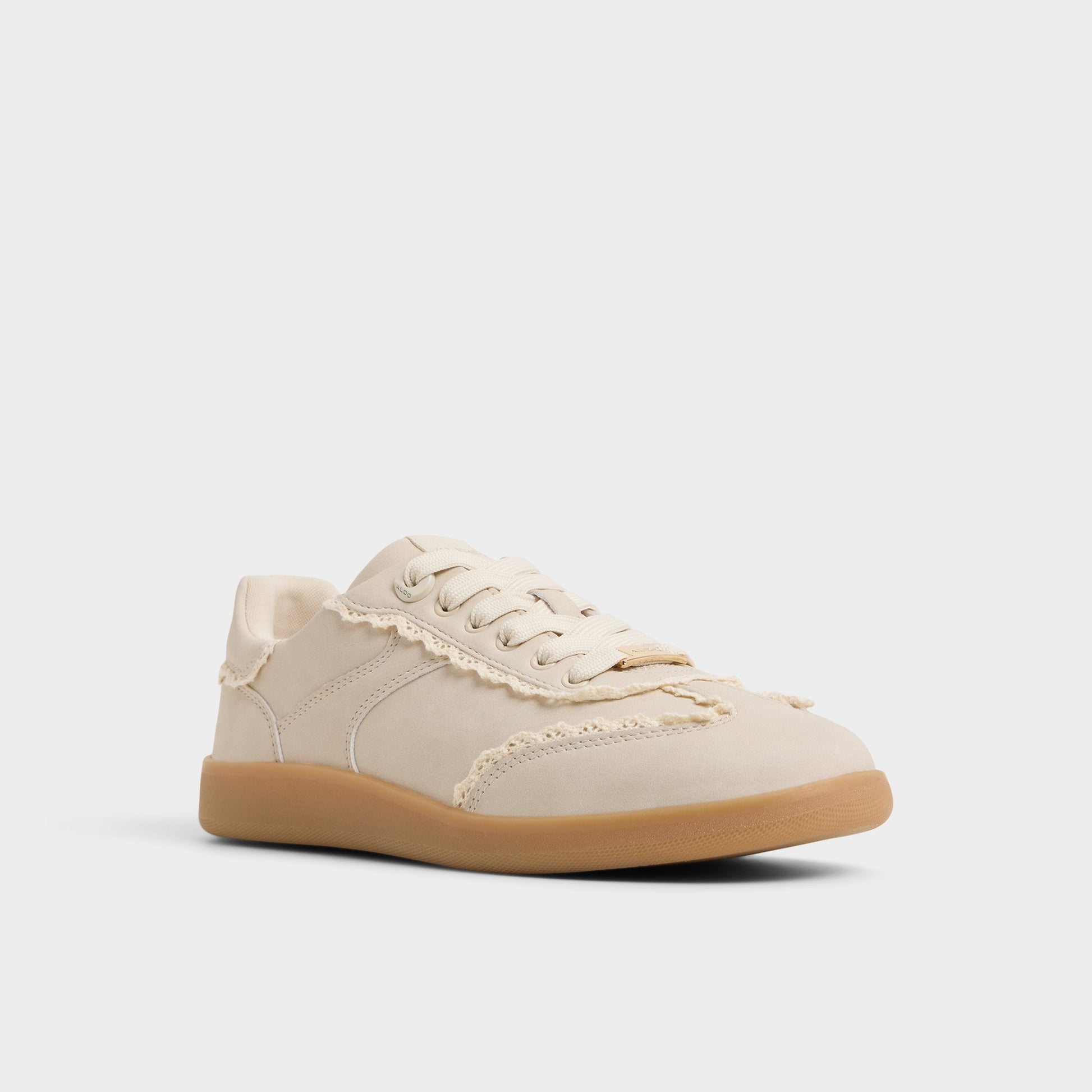 Three-quarter angle of Taupe Erilg Sneaker's front side