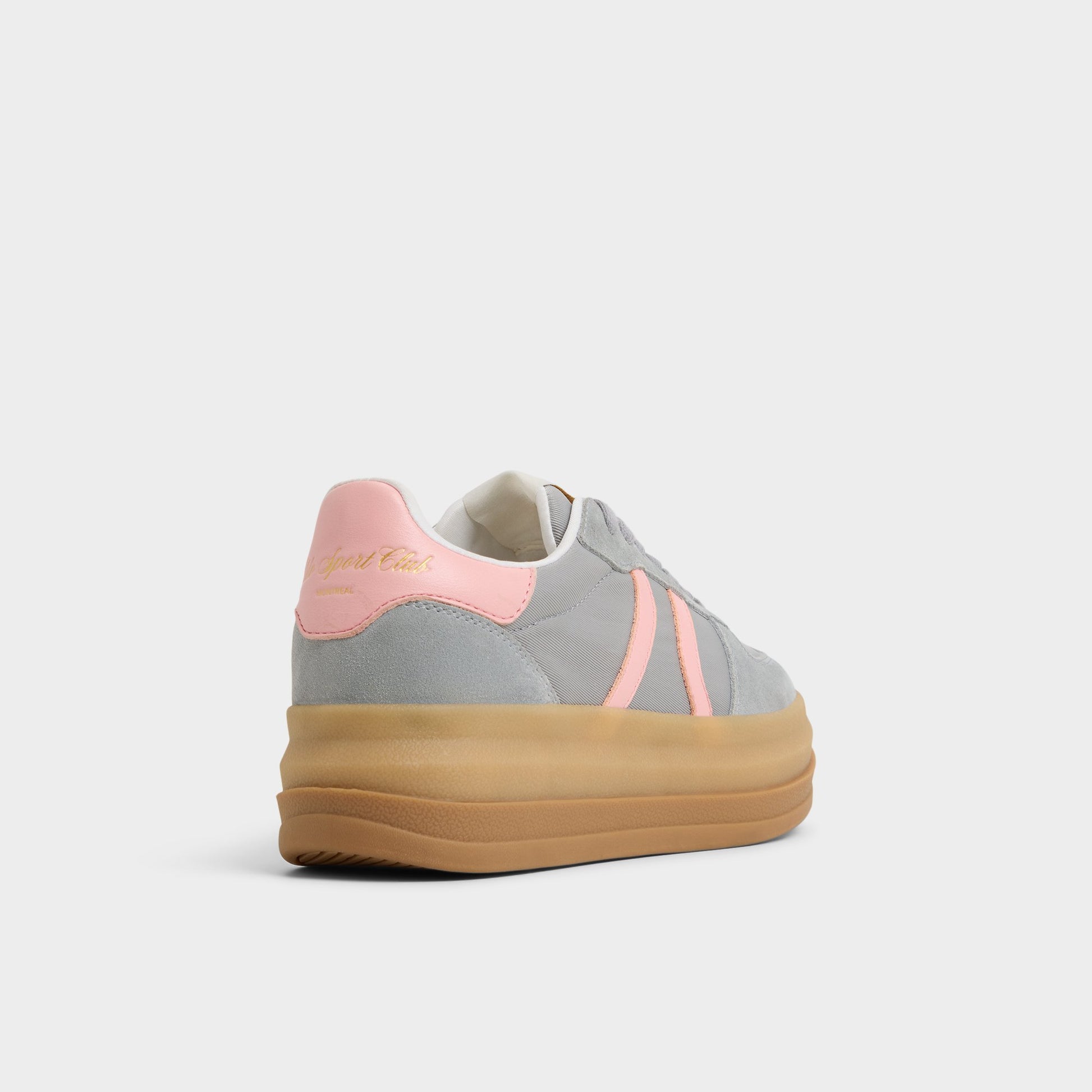 Three-quarter angle of Open Grey Elabrintar Low top sneaker's back side