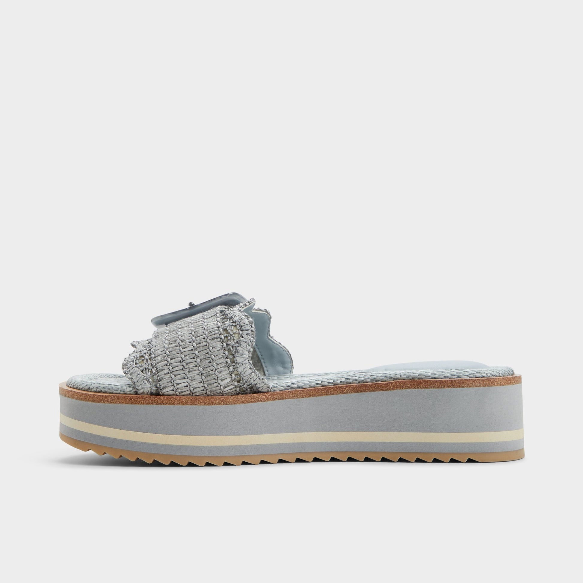 Side view of Other Blue Wavynelly Slide sandal