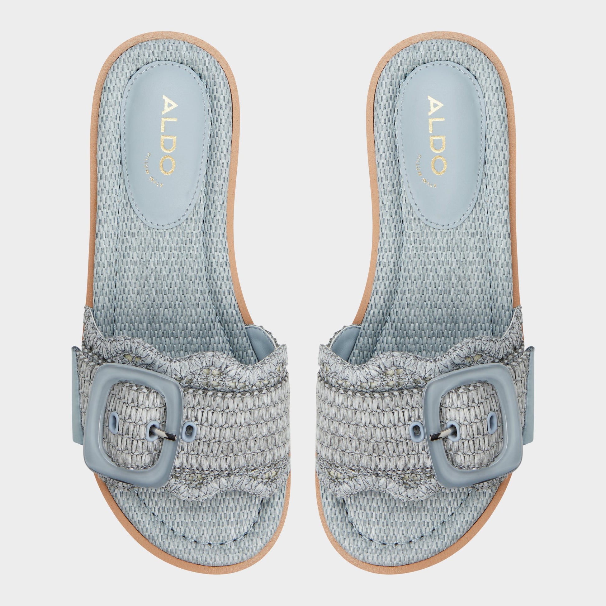 Top-down view of the Other Blue Wavynelly Slide sandal