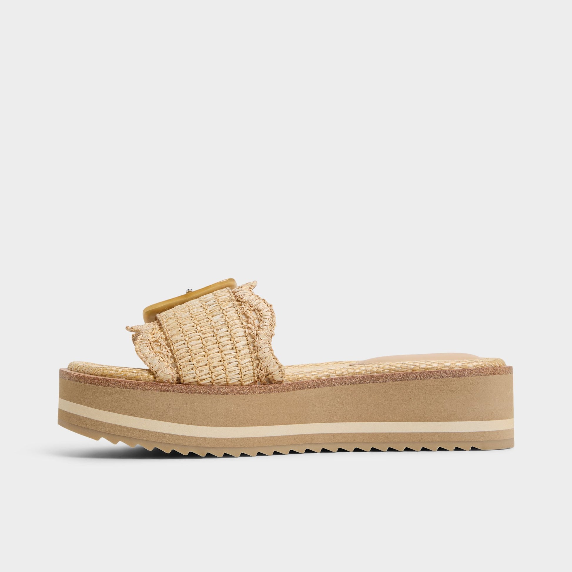 Side view of Light Beige Wavynelly Slide sandal