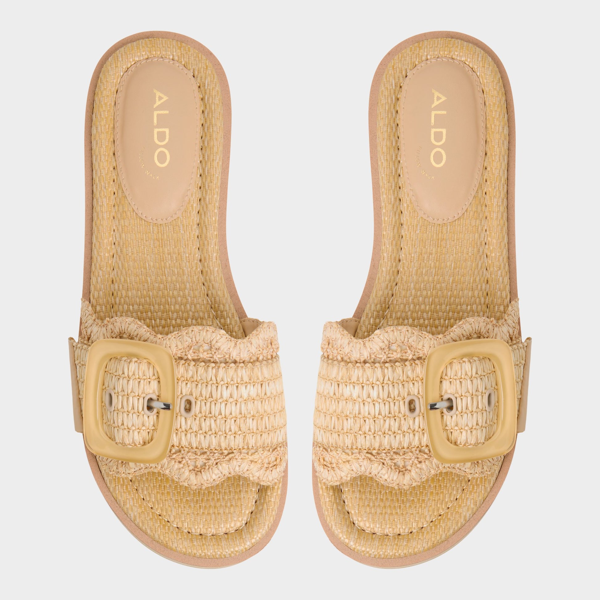 Top-down view of the Light Beige Wavynelly Slide sandal