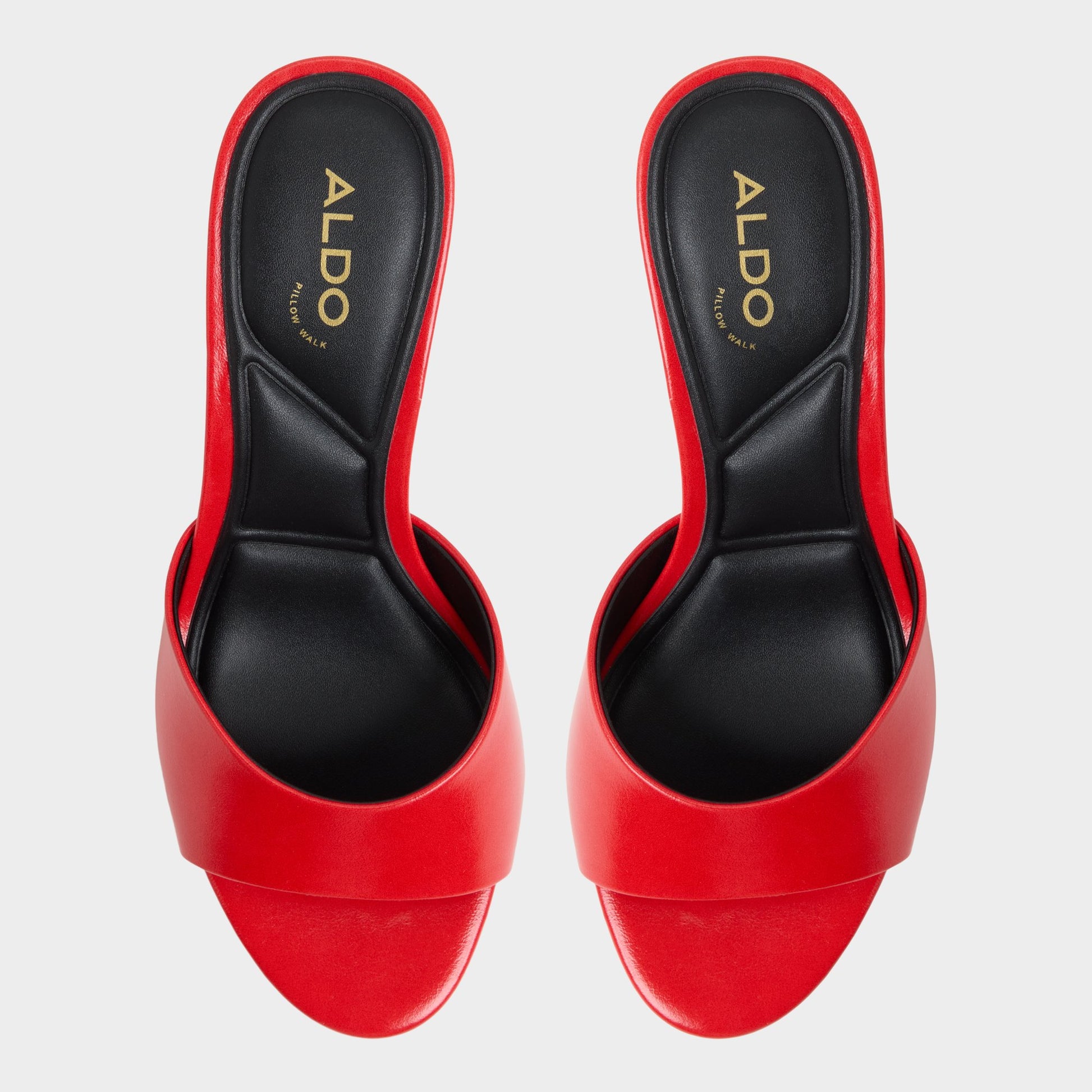Top-down view of the Bright red Annaberaen Heeled mule