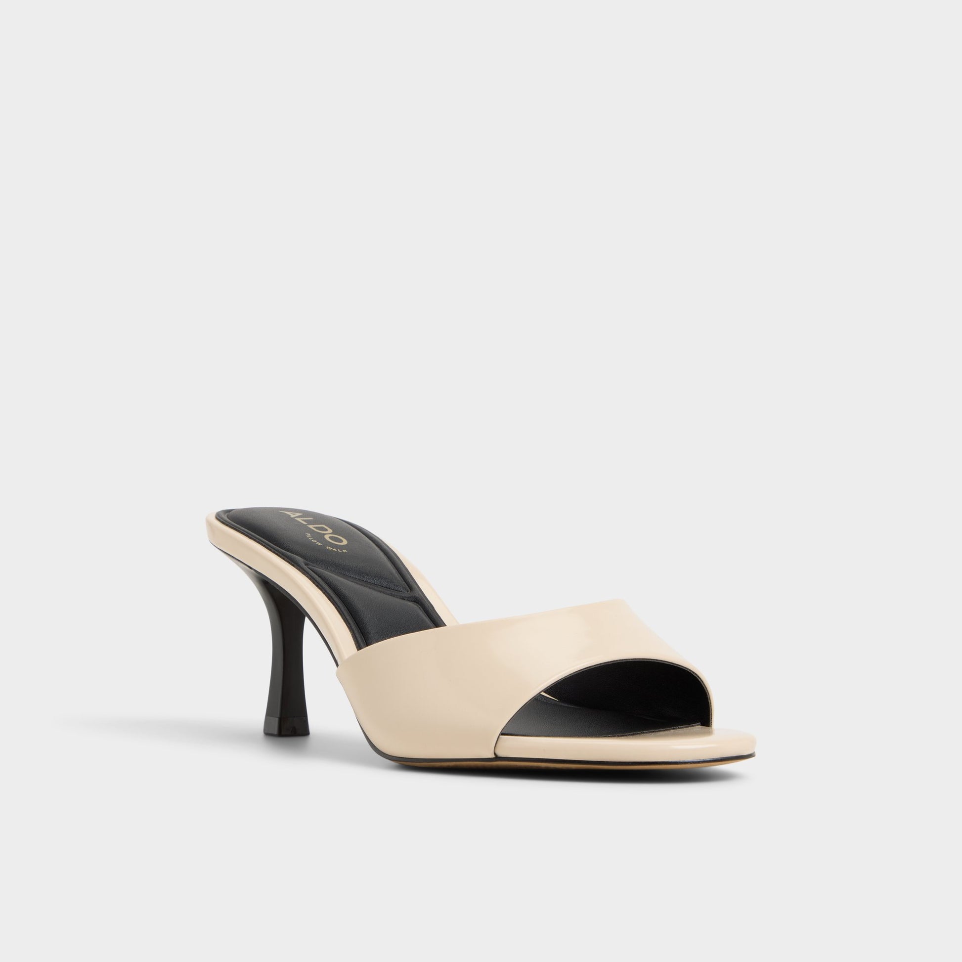 Three-quarter angle of Light Beige Annaberaen Heeled mule's front side