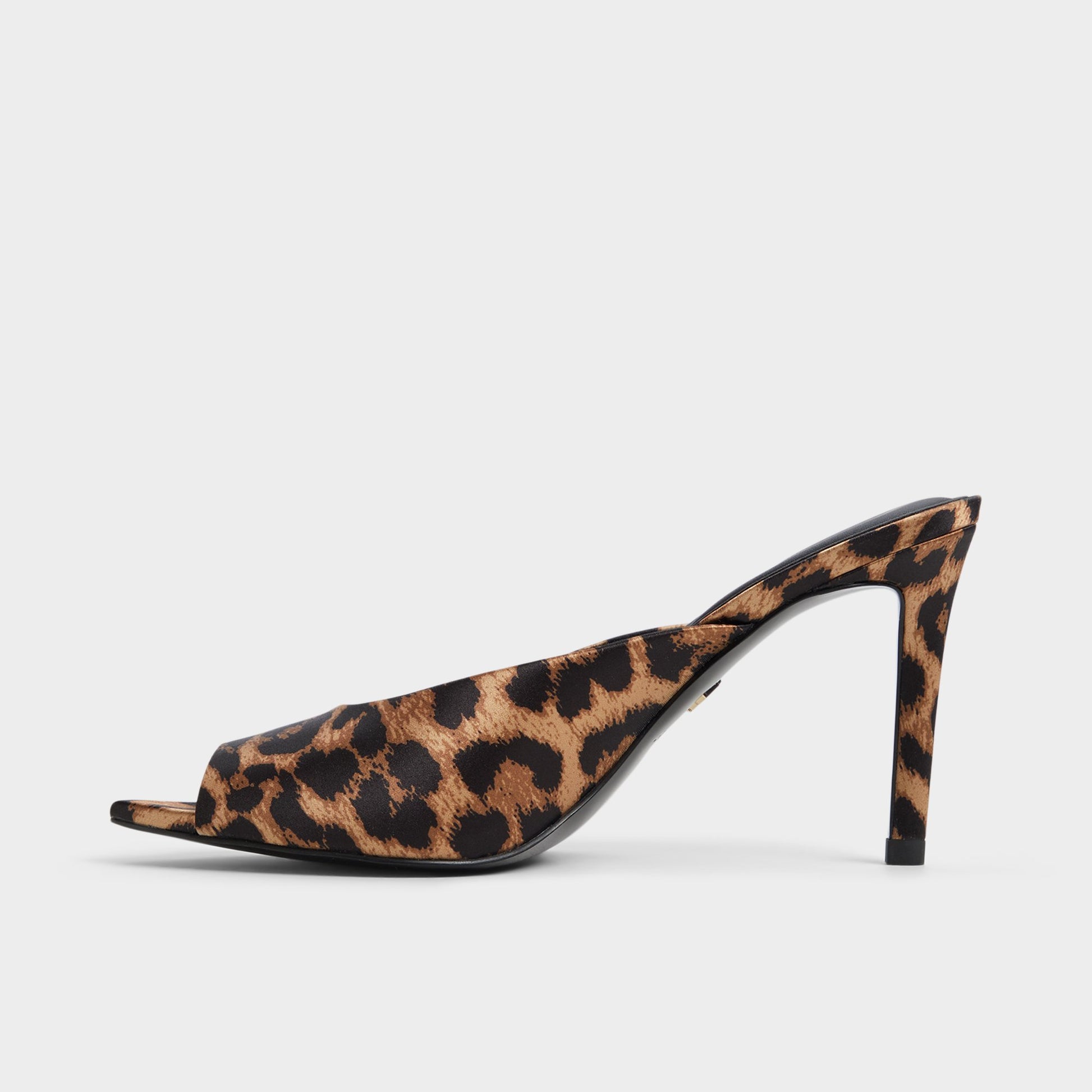 Side view of Brown Multi Elenara Heeled mule