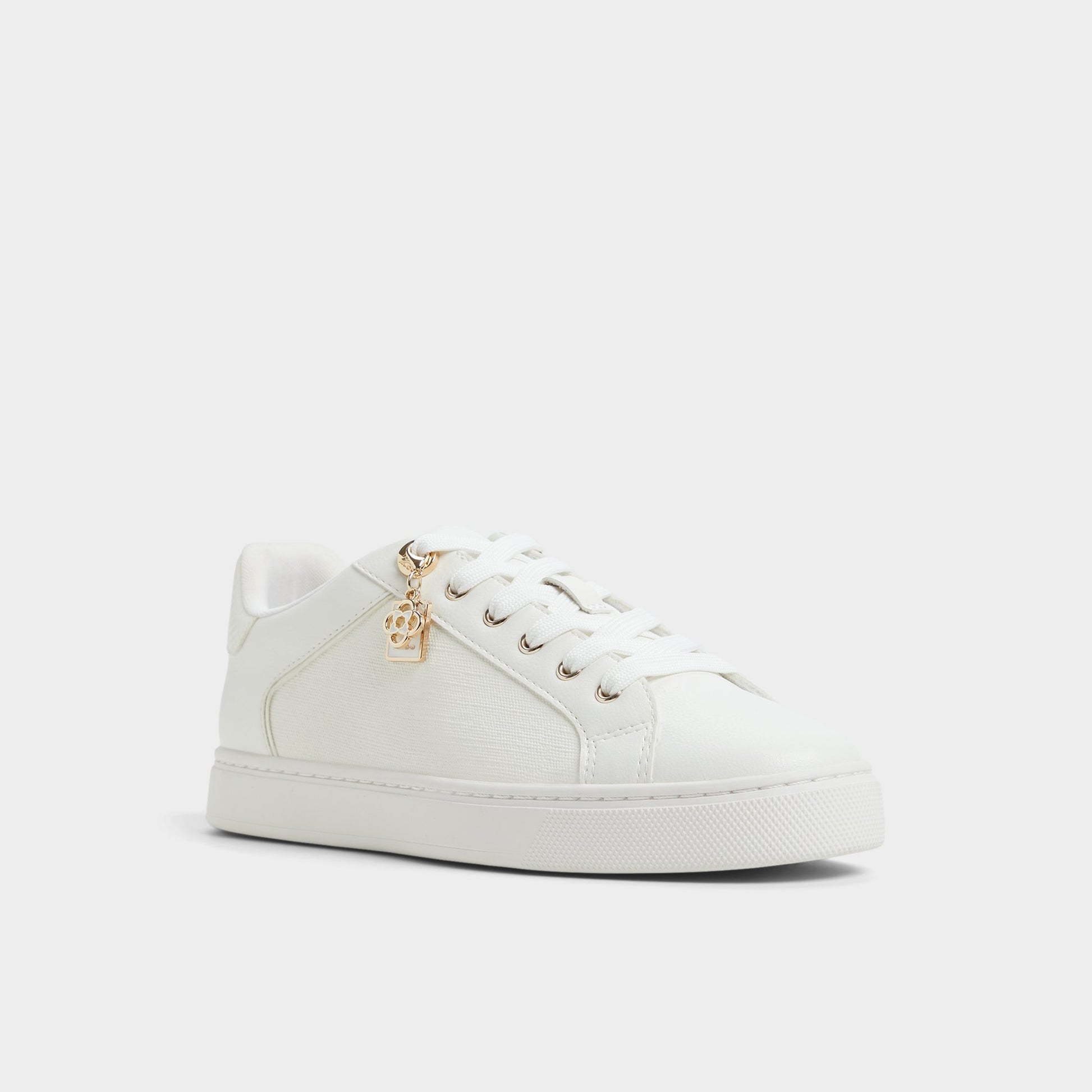 Three-quarter angle of White Elgata Sneaker's front side