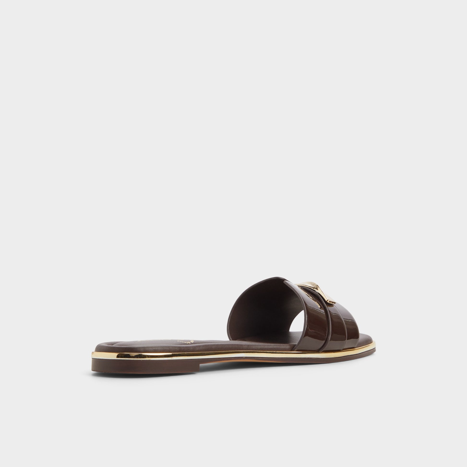 Three-quarter angle of Medium Brown Darlina Slide sandal's back side