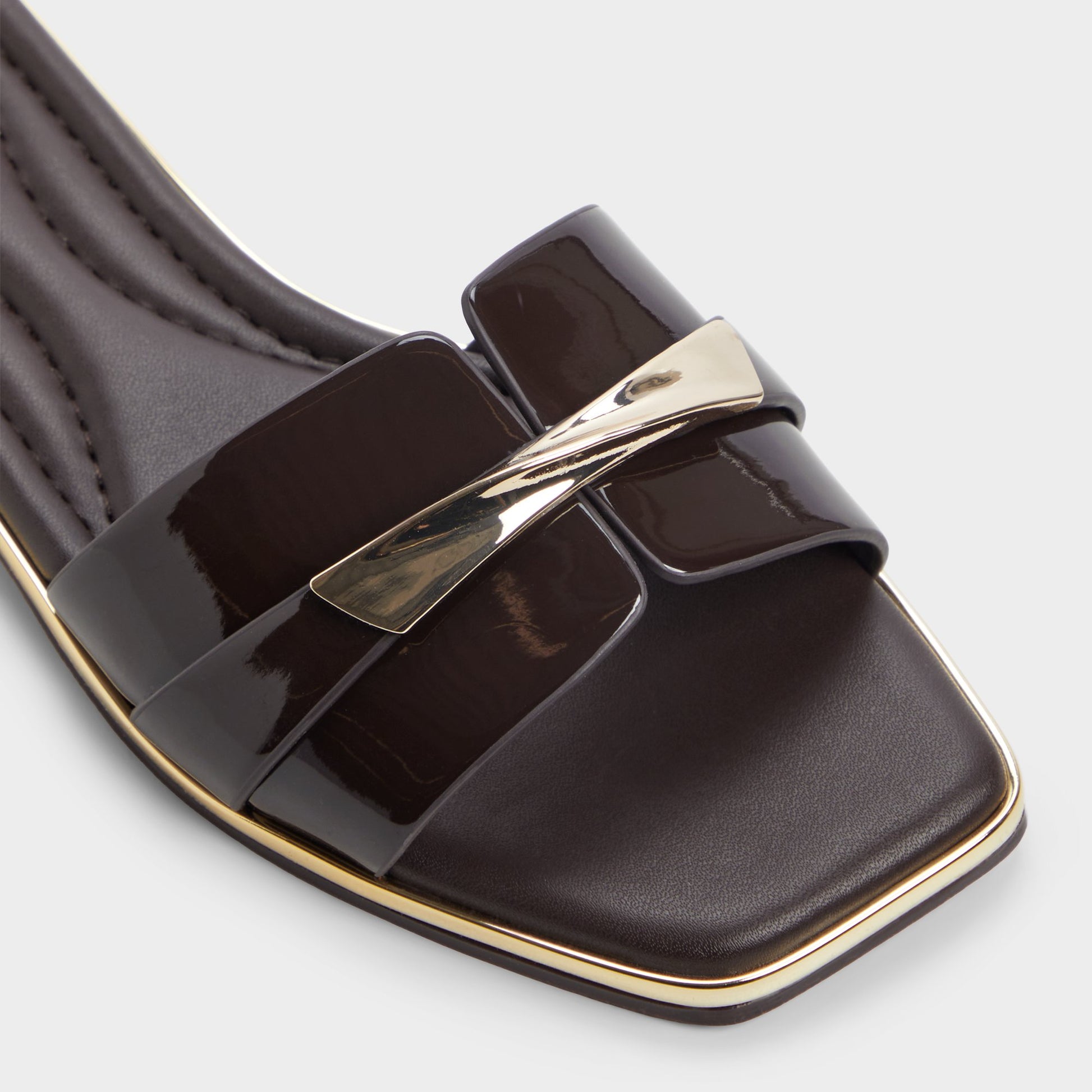 Close-up of the Medium Brown Darlina Slide sandal