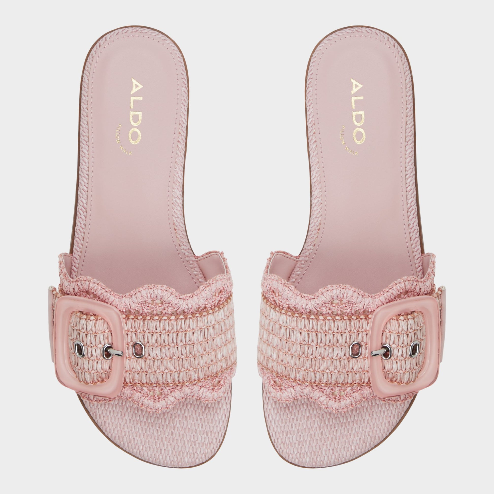 Top-down view of the Other pink Wavysally Slide sandal