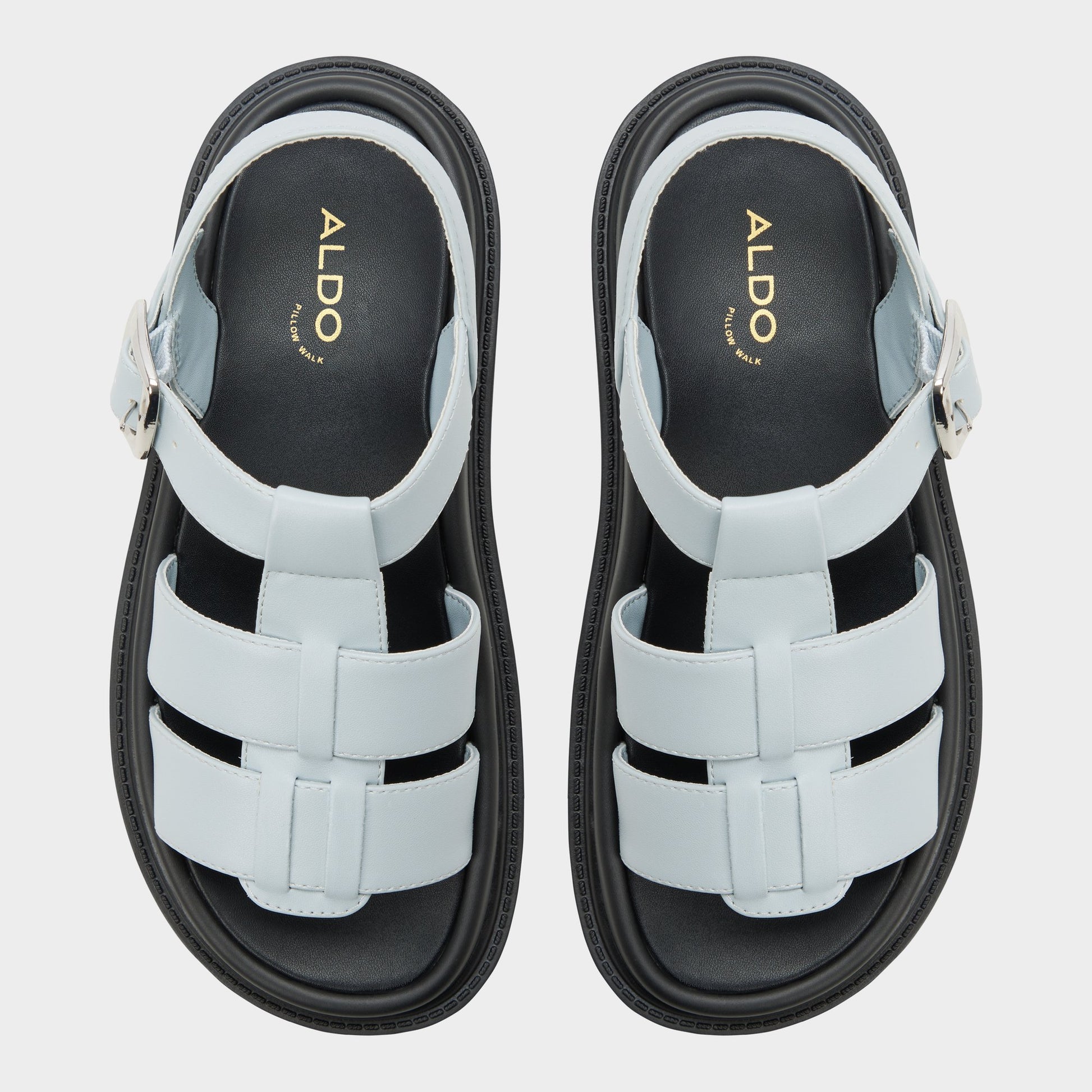 Top-down view of the Other Blue Linettie Gladiator sandal