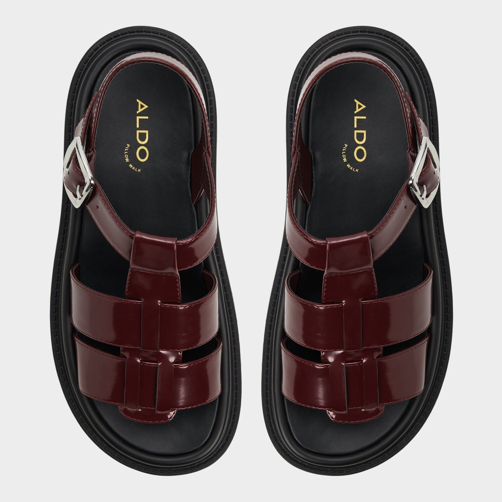Top-down view of the Other Red Linettie Gladiator sandal