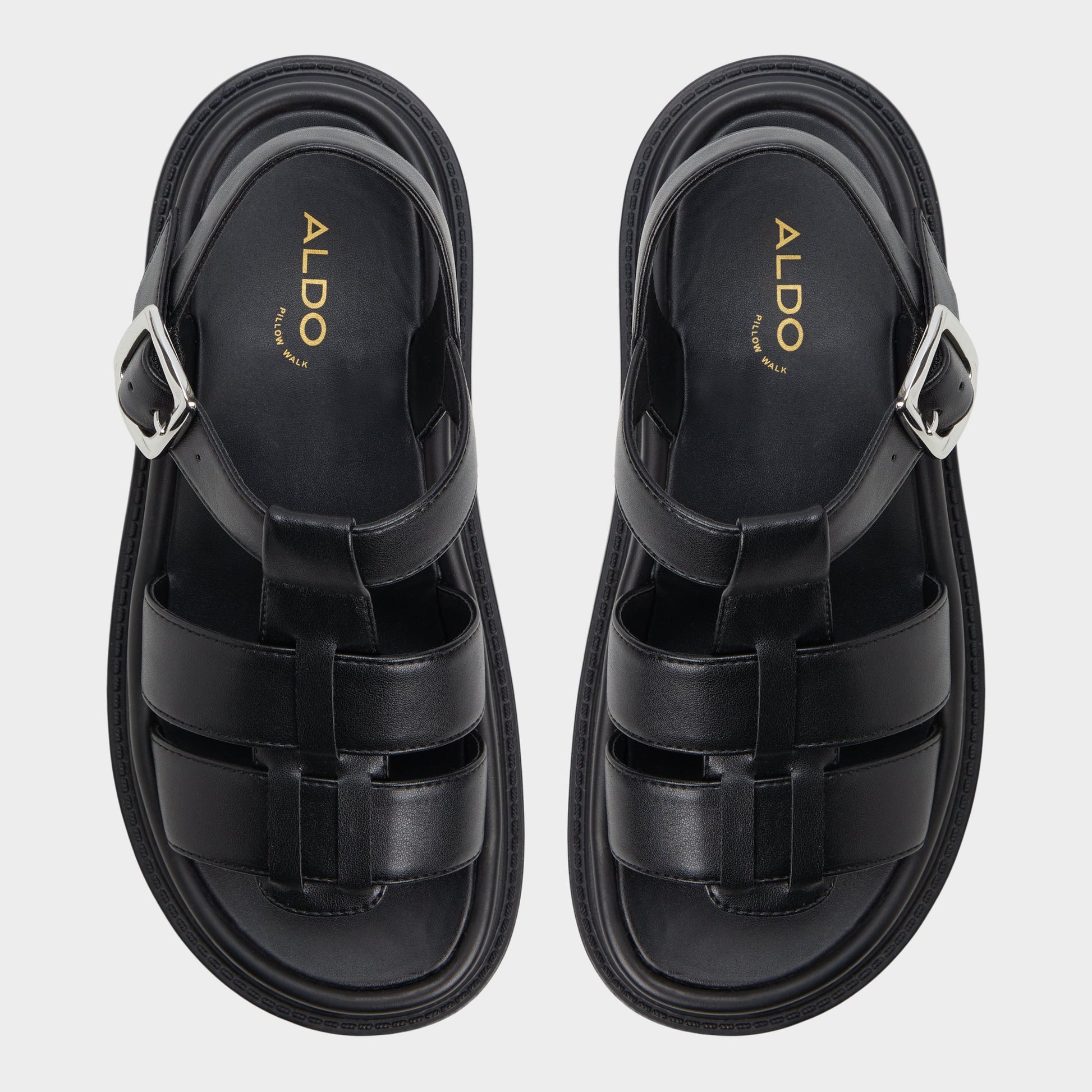 Vue de dessus de la Noir Linettie Sandale gladiateur