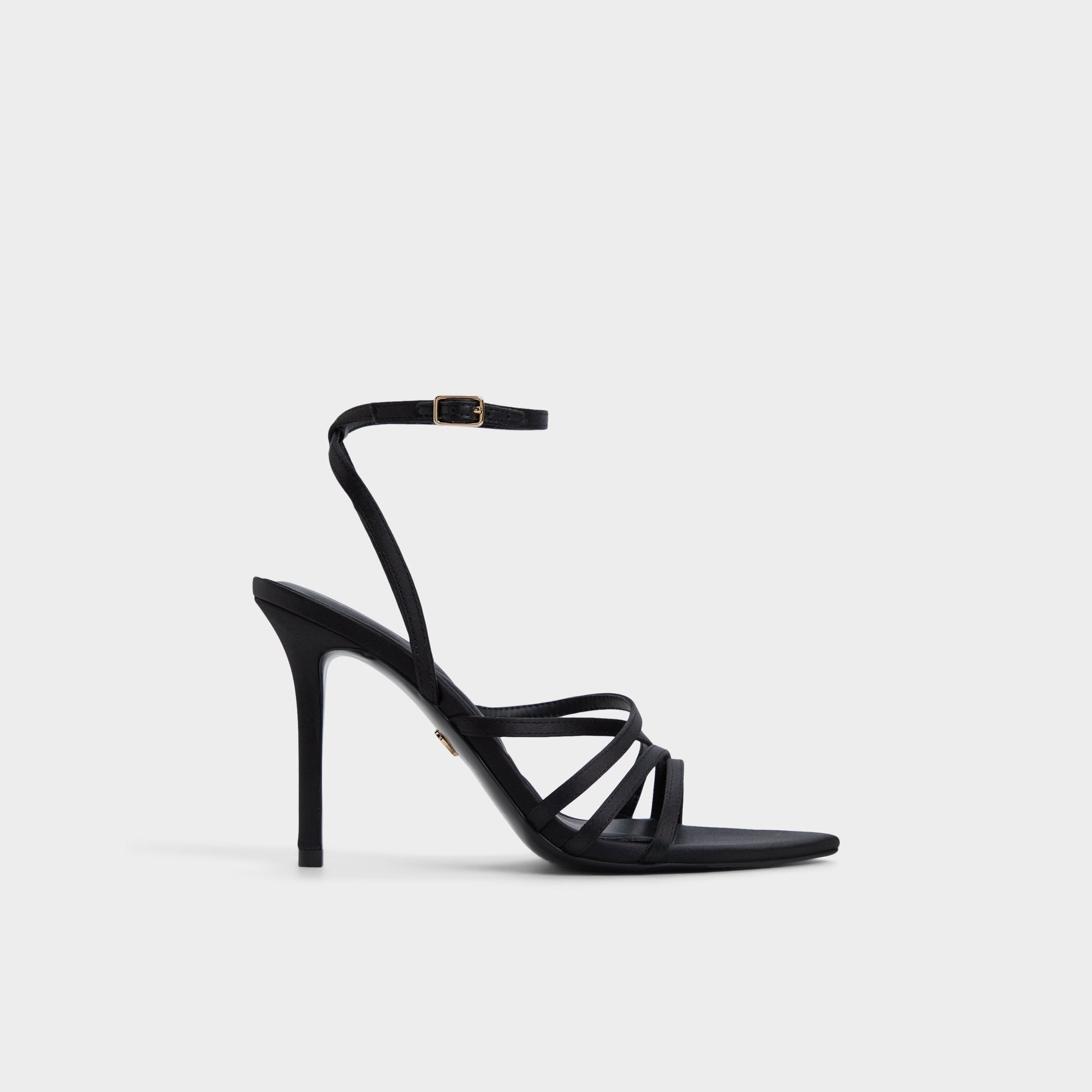 Main View of Black Solania Strappy heeled sandal for Womens