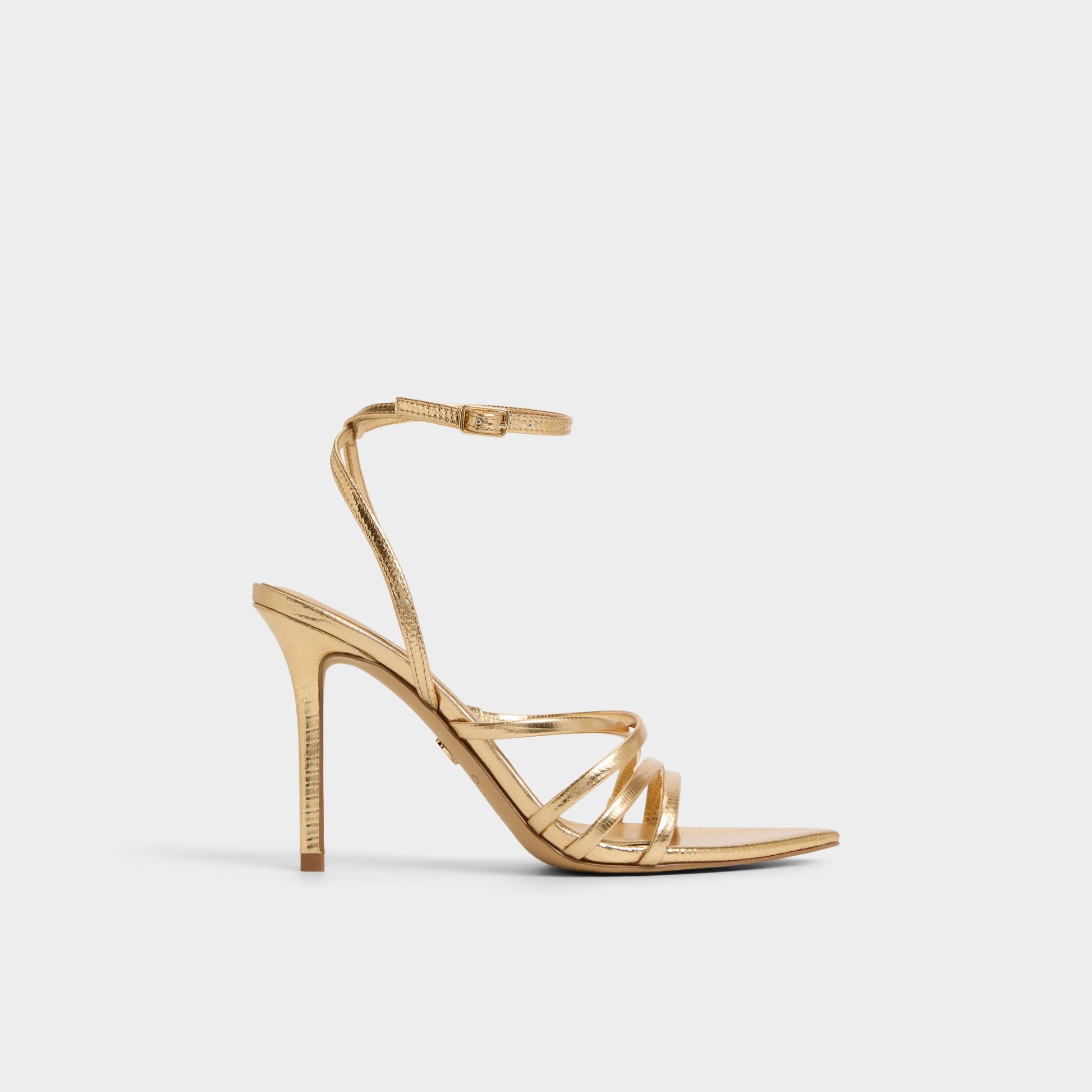 ALDO Solania Strappy Heeled Sandals in Gold, 7 ALDO Solania Strappy Heeled Sandals in Gold, 7