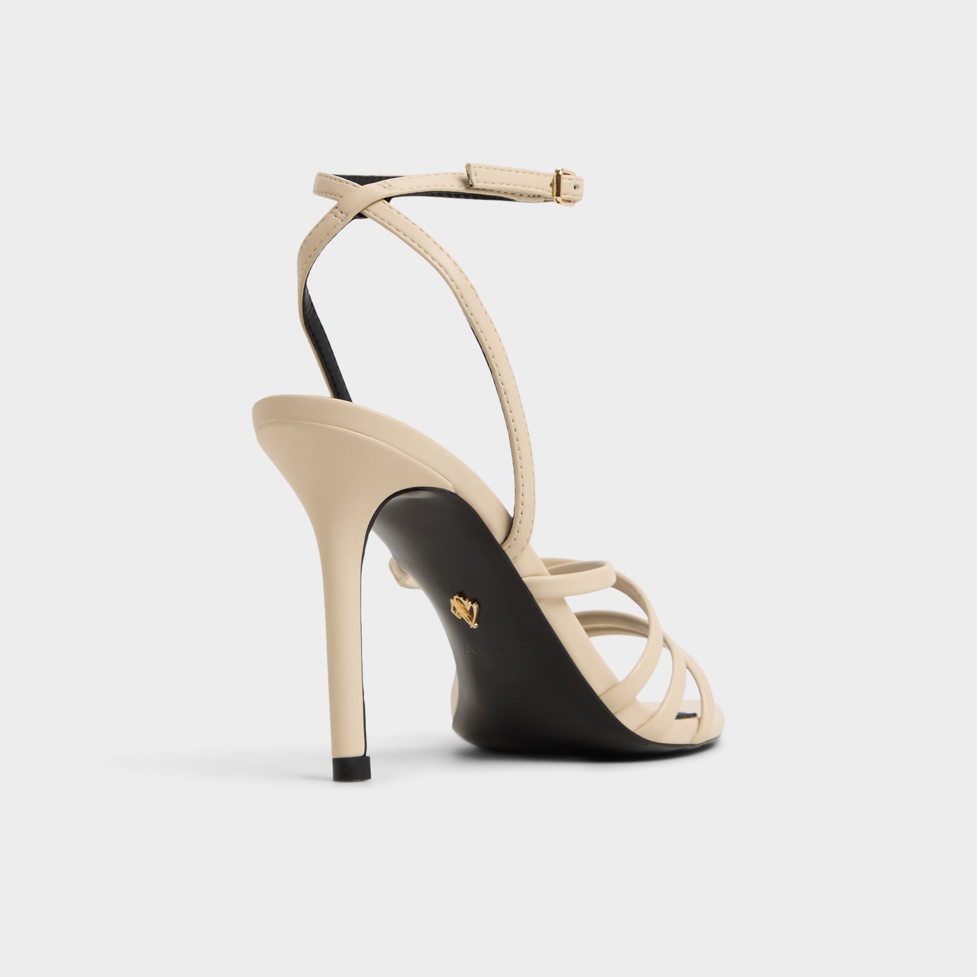 Three-quarter angle of Light Beige Solania Heeled sandal's back side