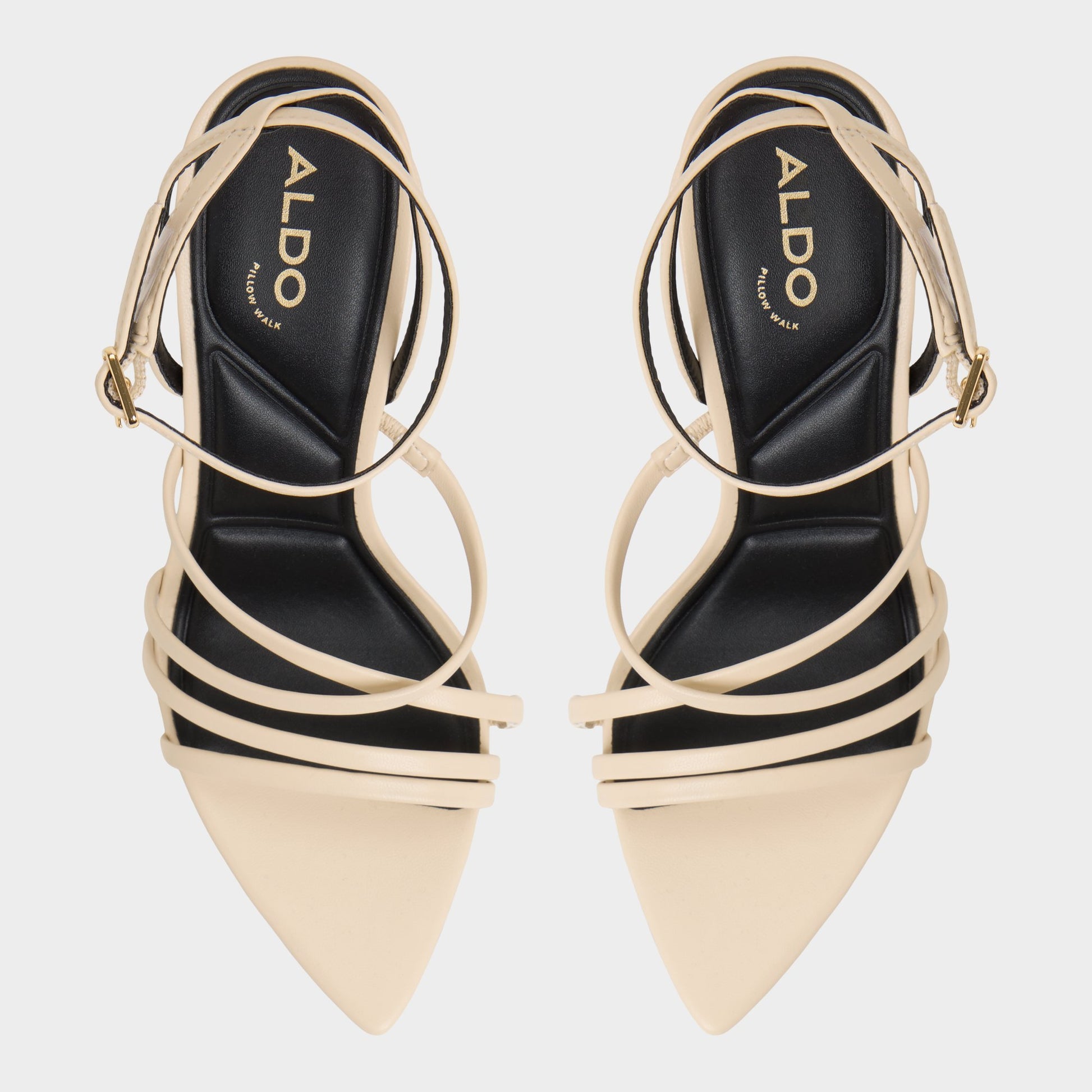 Top-down view of the Light Beige Solania Heeled sandal