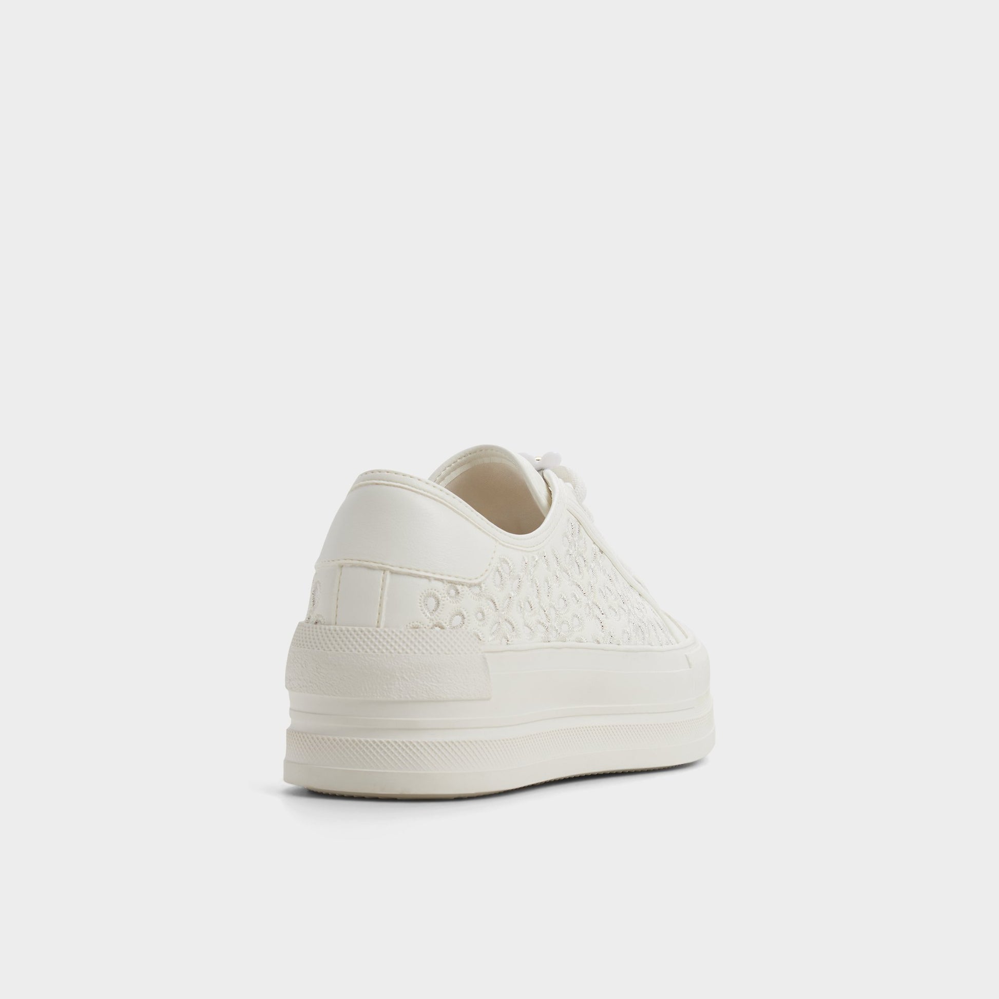 Three-quarter angle of Open white Rayes Sneaker's back side