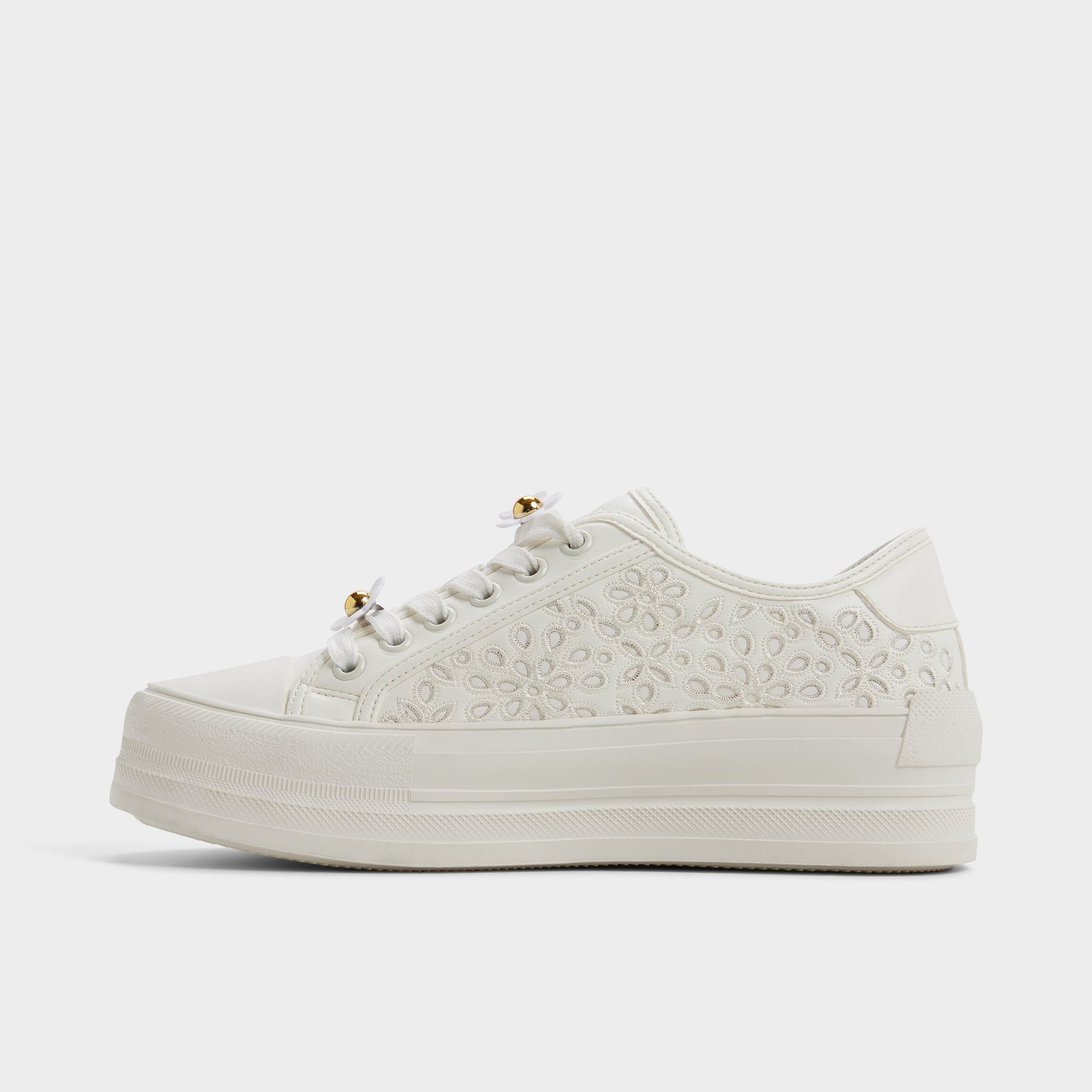 Side view of Open white Rayes Sneaker